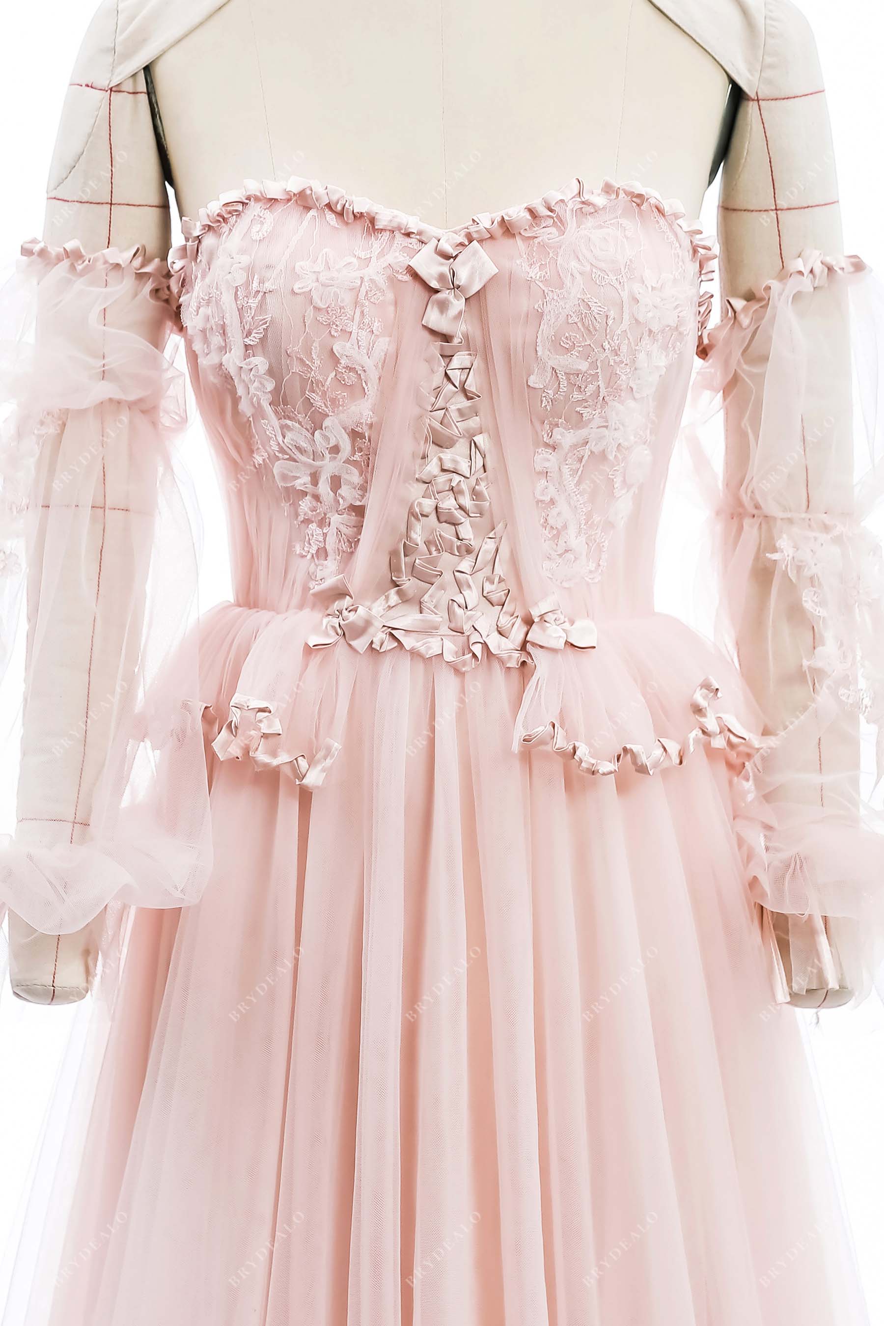off-shoulder sweetheart neck corset wedding gown
