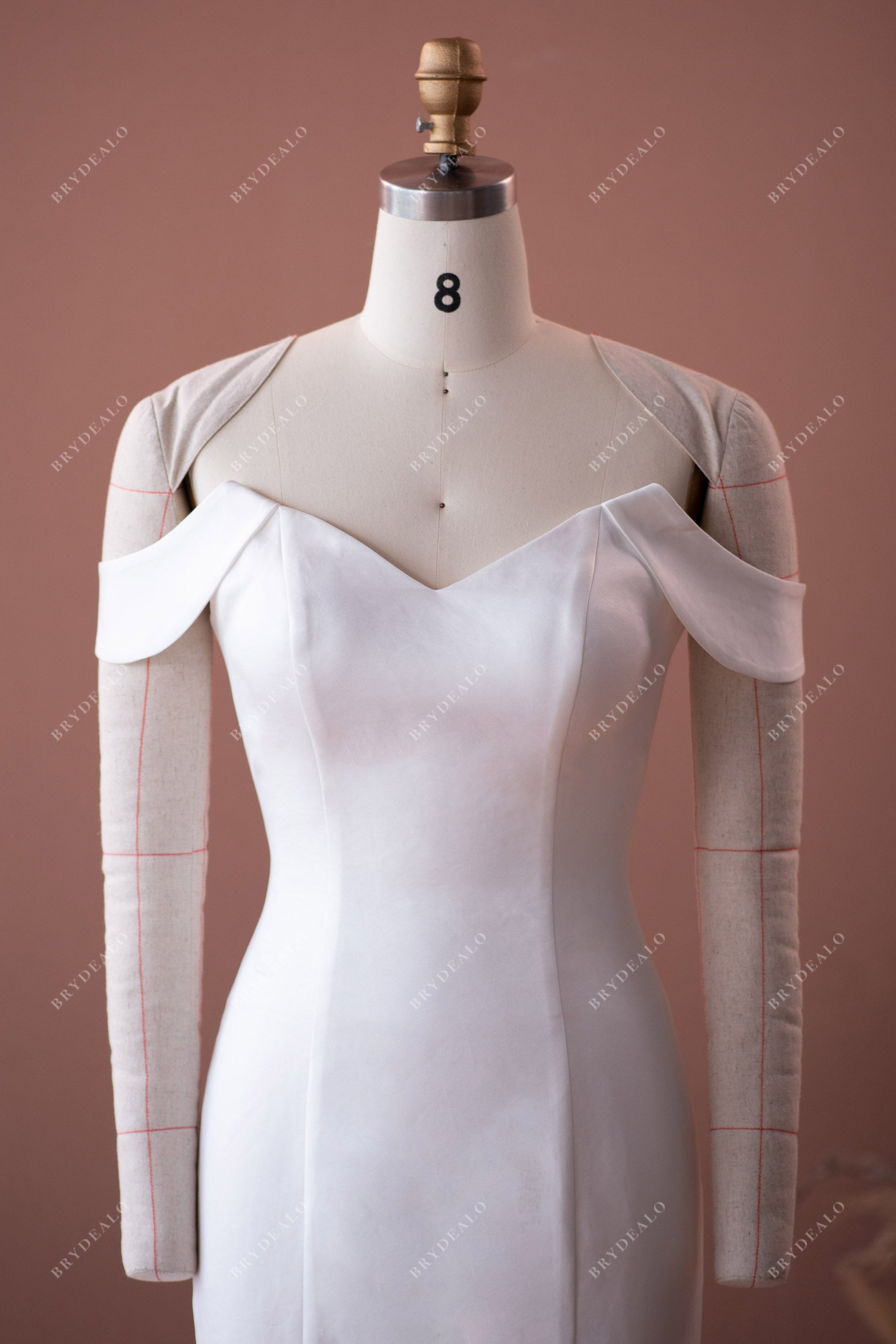 off shoulder sweetheart satin wedding dress