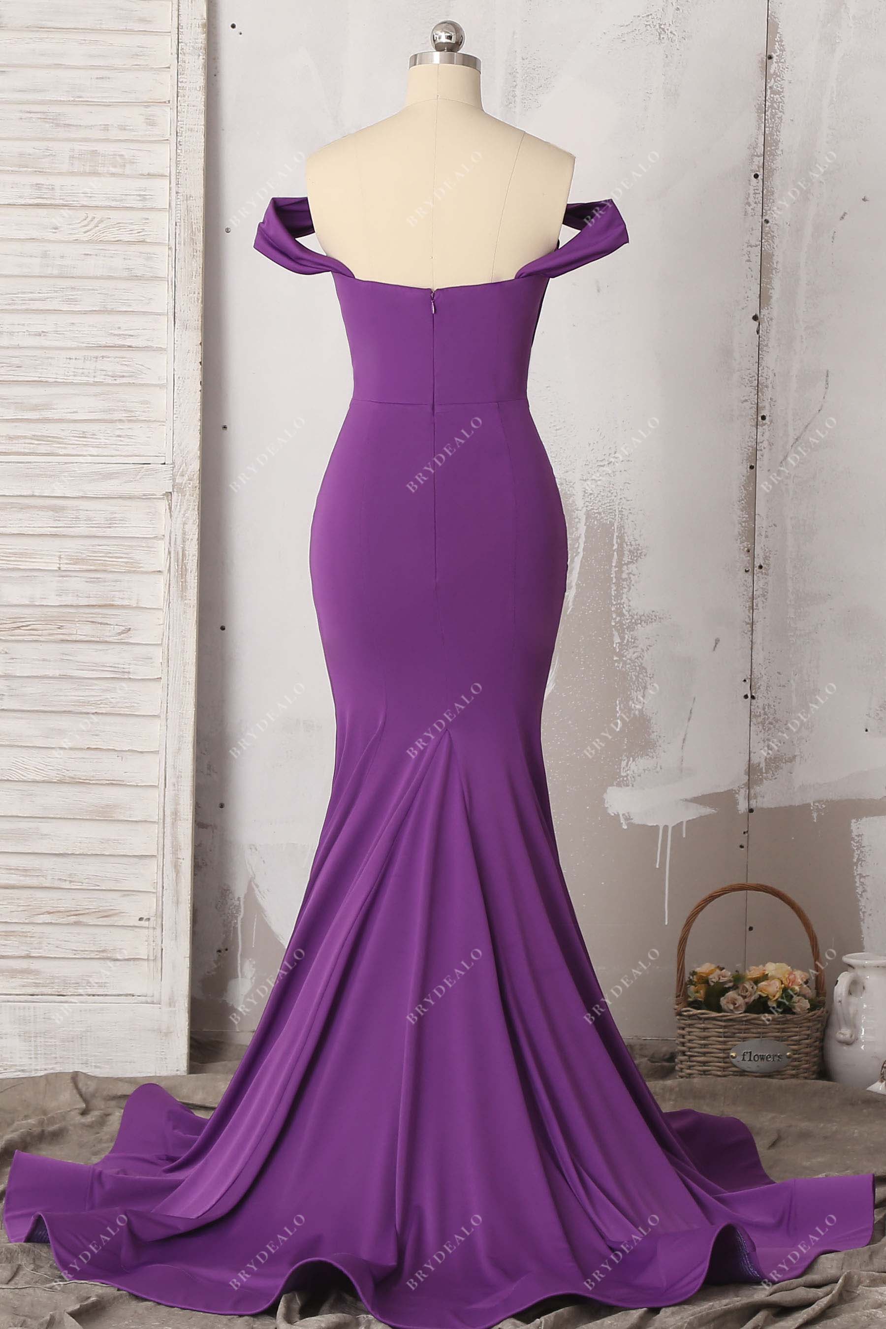 off-shoulder stretchy knit mermaid prom dress
