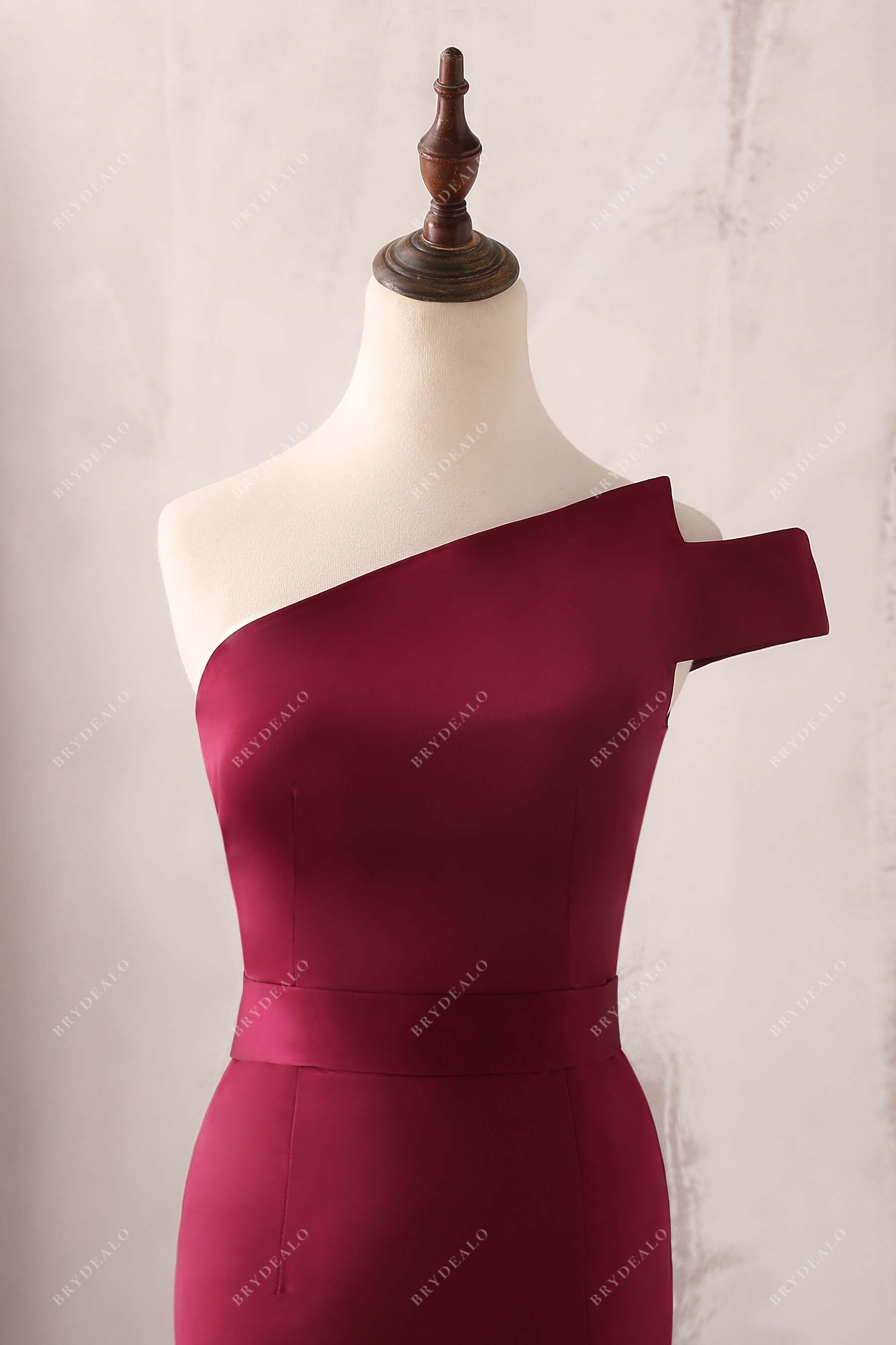 one shoulder asymmetrical fitted prom dress