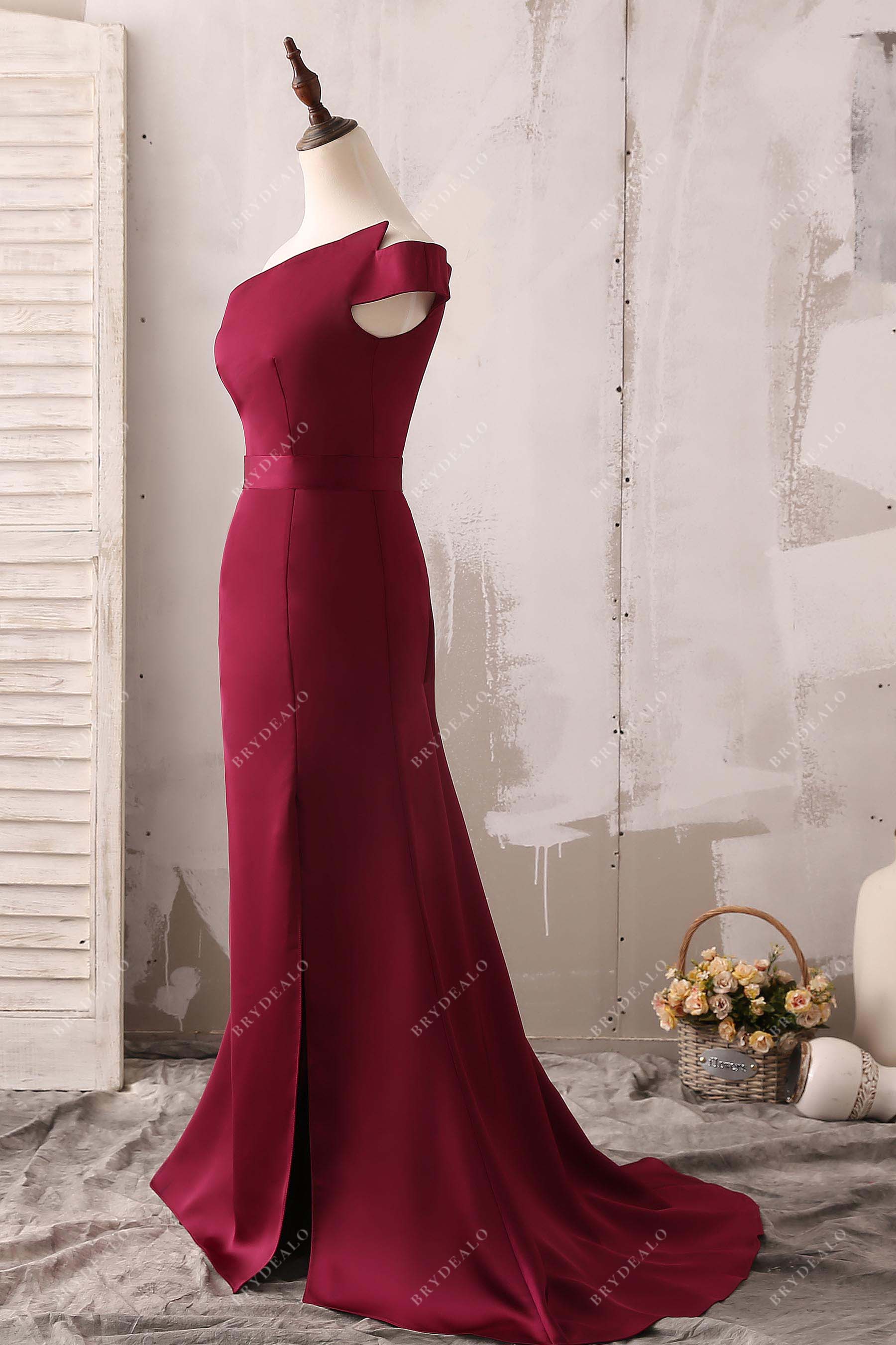 one shoulder mermaid prom gown