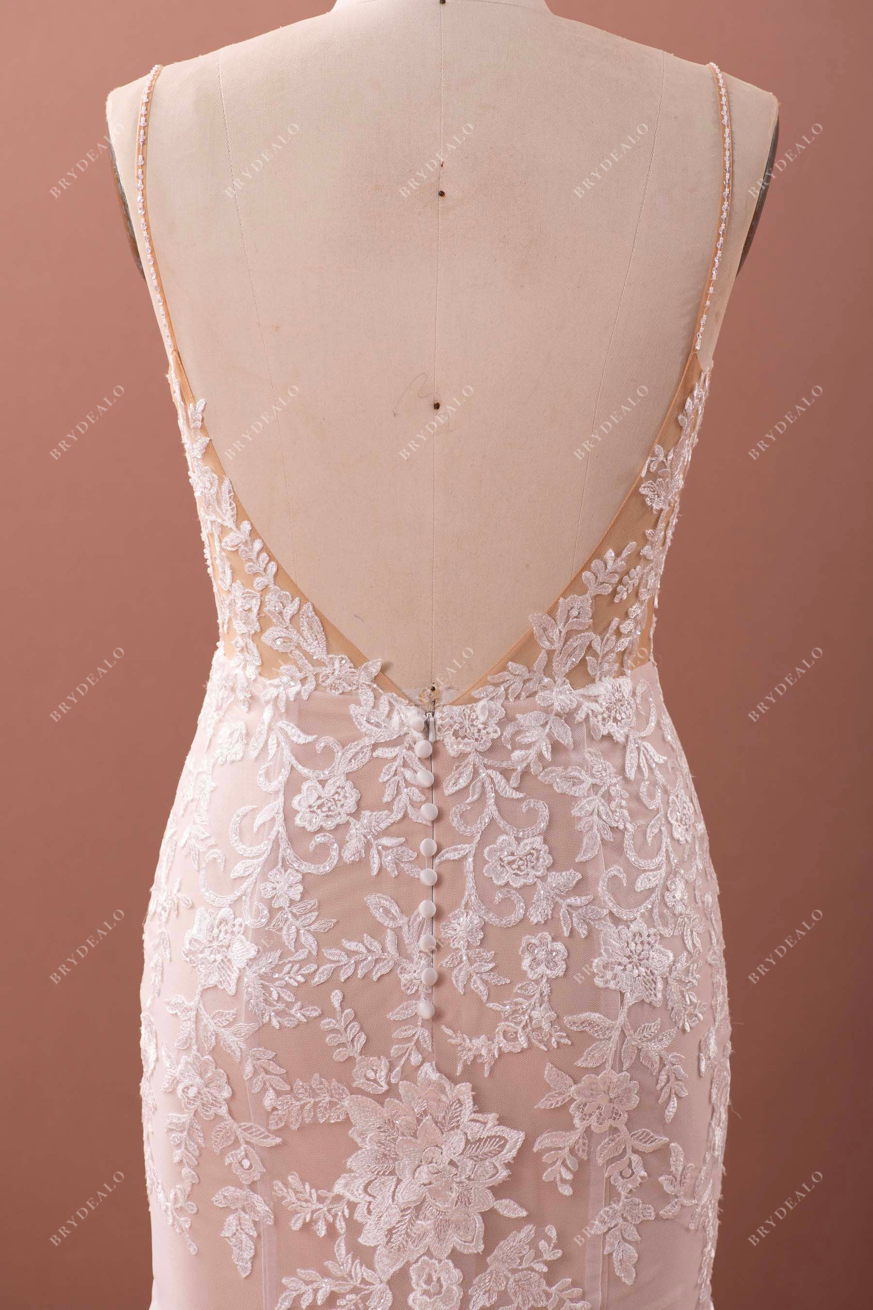open back beaded straps wedding dress