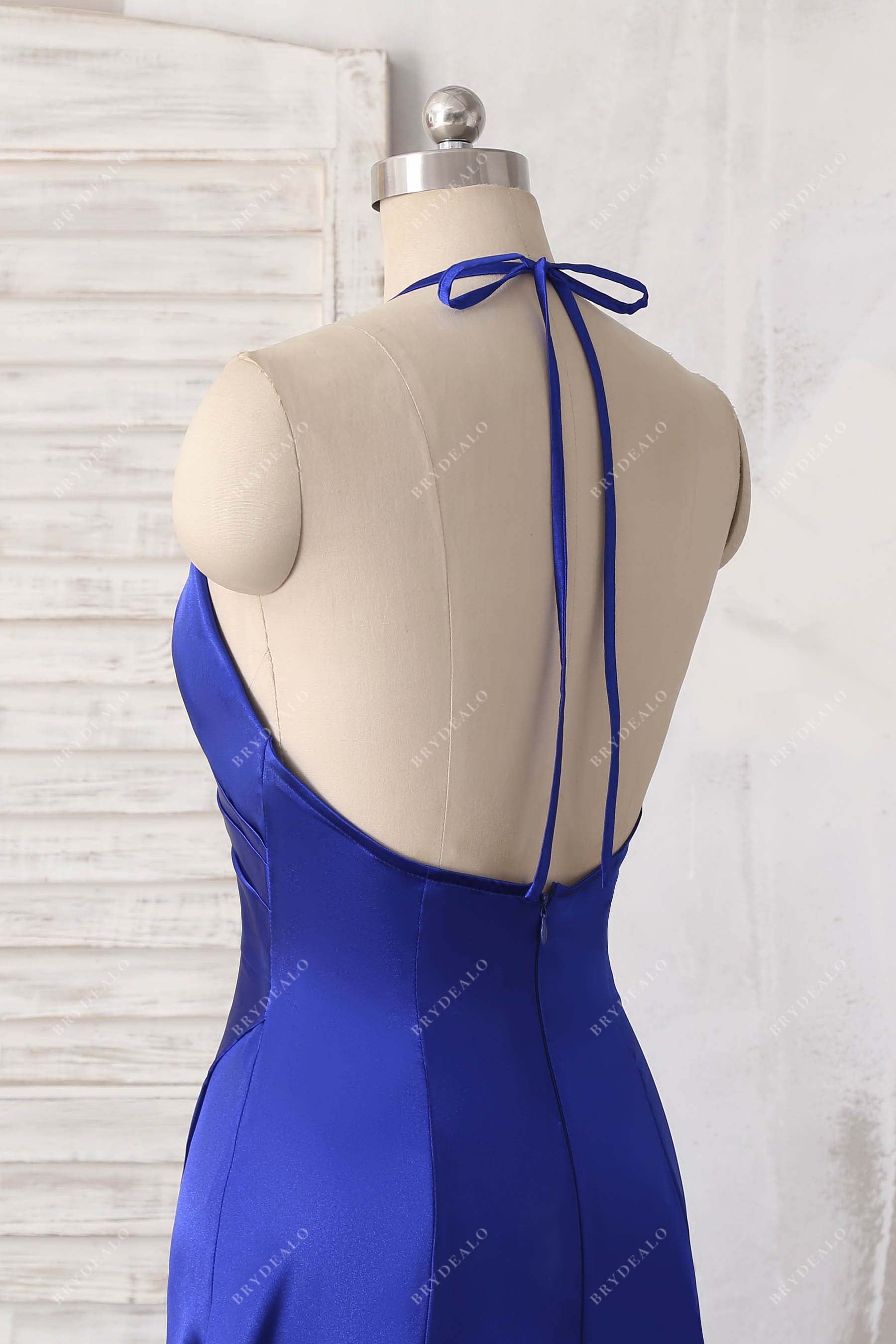 open back halter prom dress