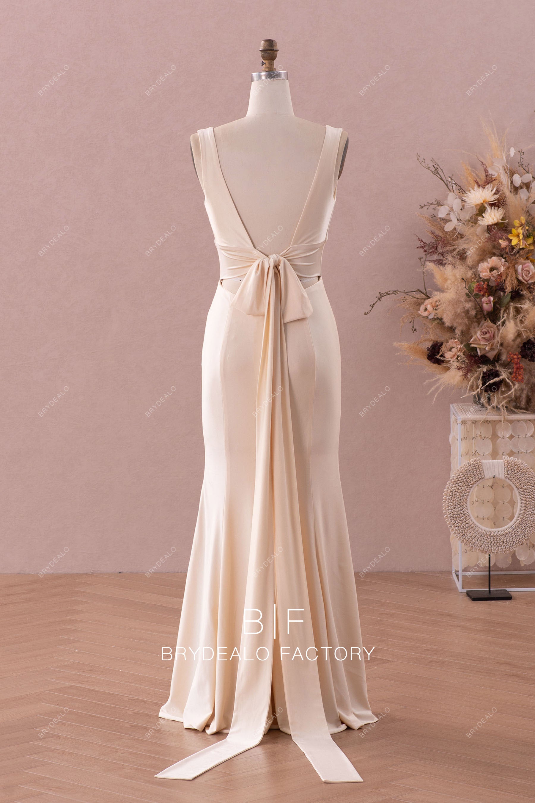 open back long lace up evening dress