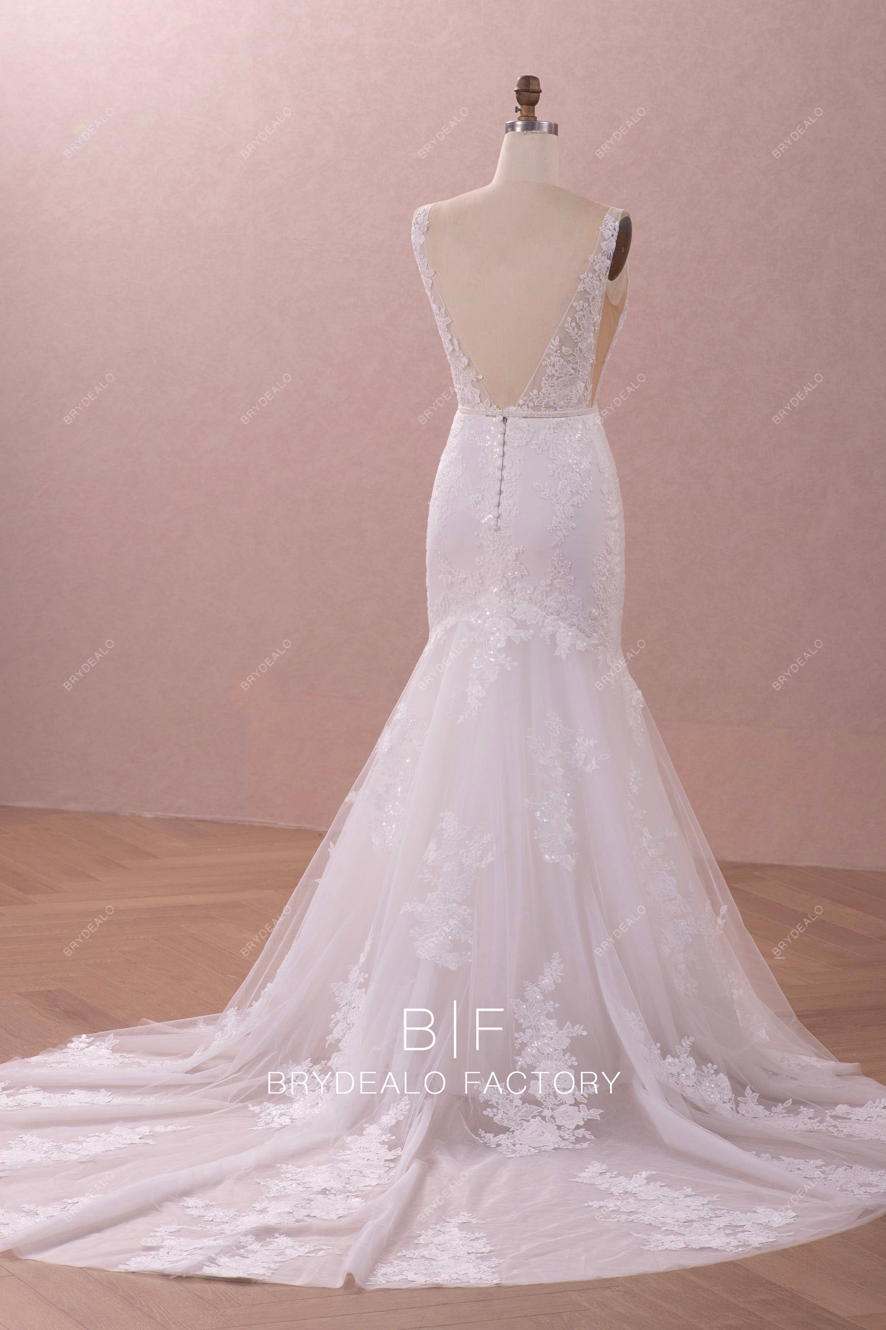open back long mermaid bridal gown