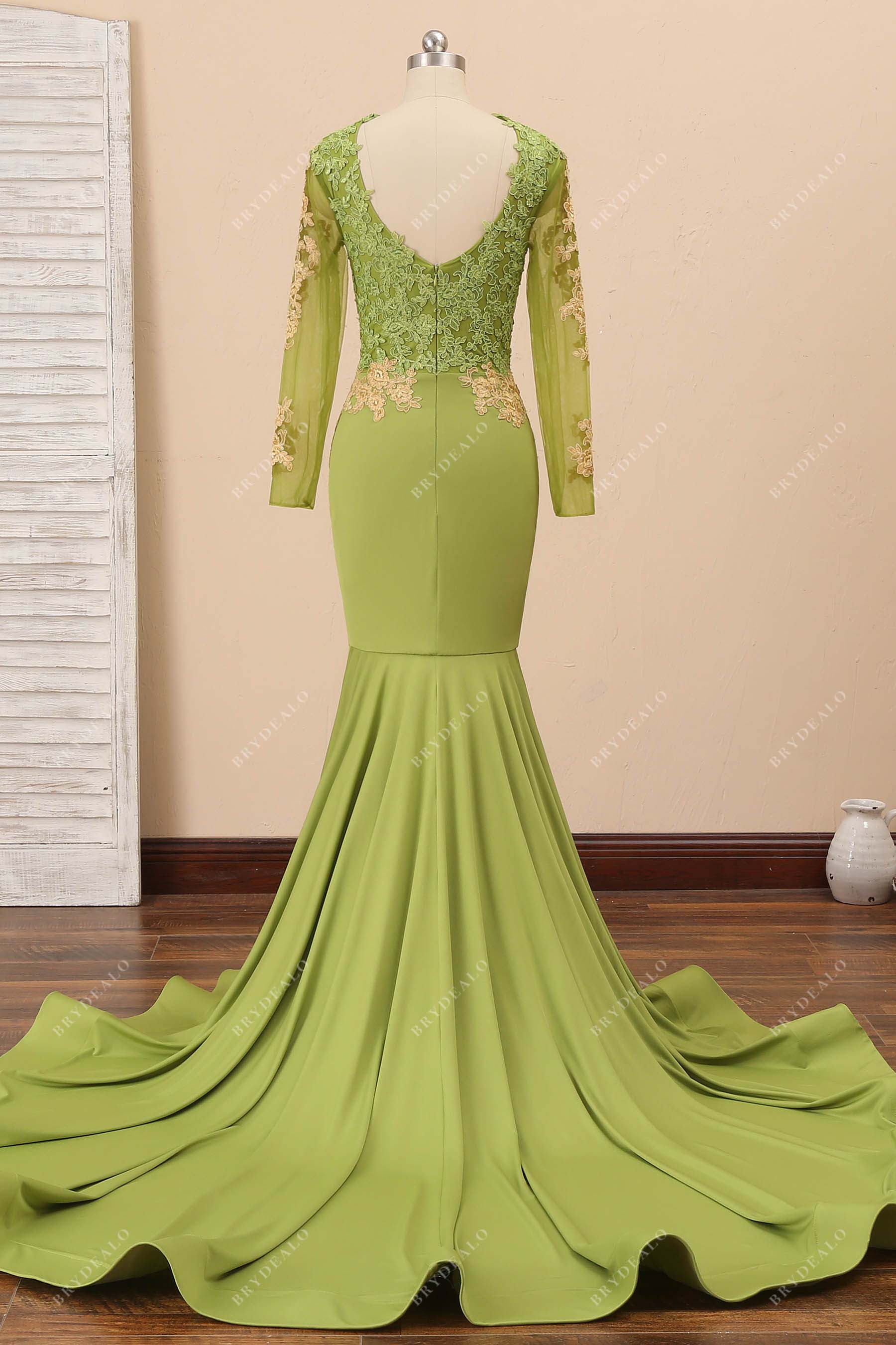 open back mermaid jersey prom gown
