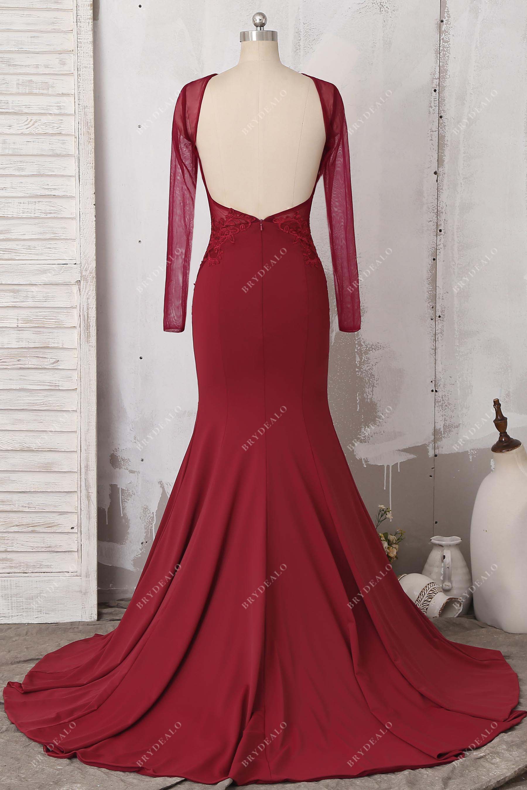 open back mermaid prom dress
