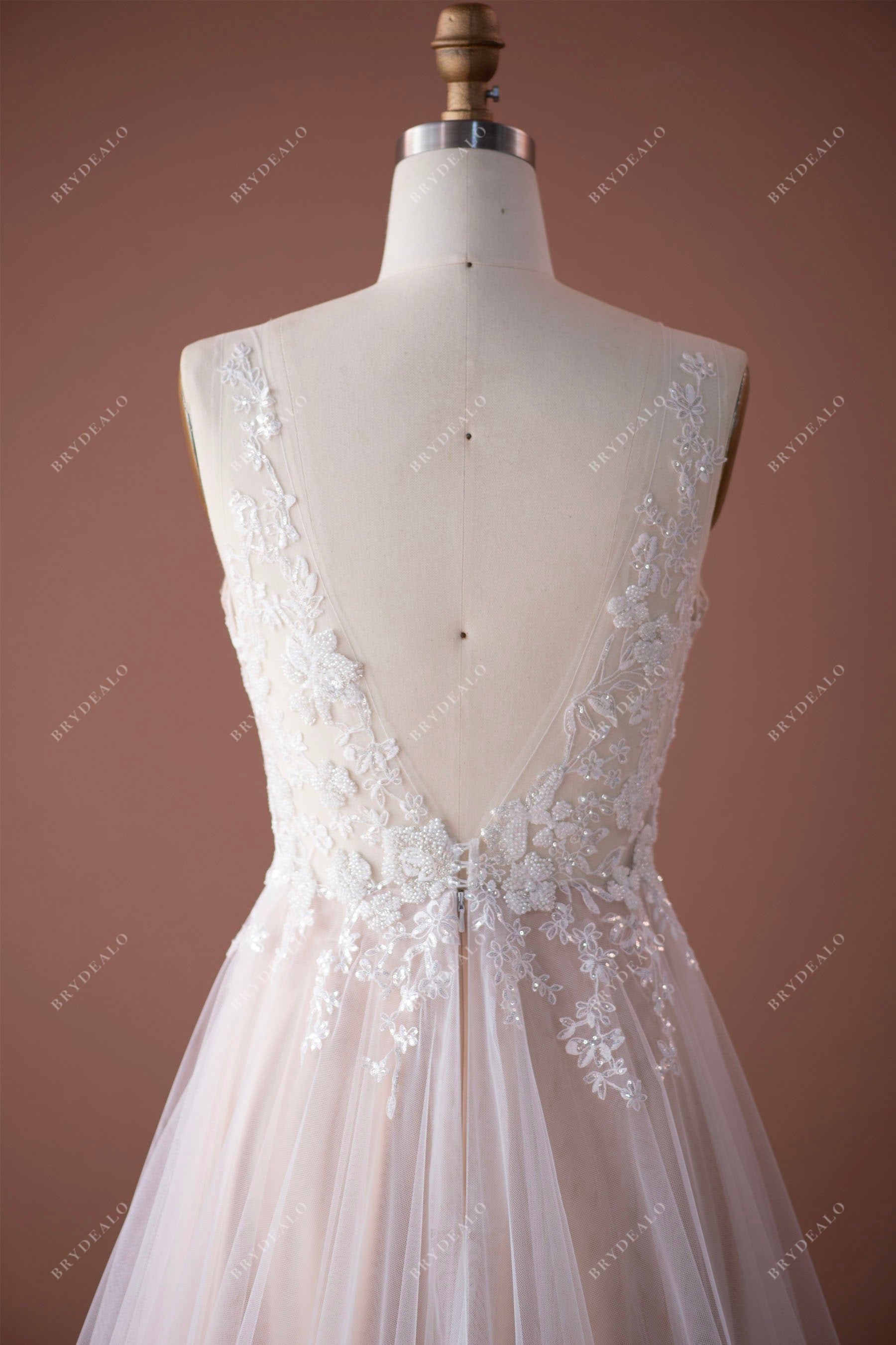 open illusion back wedding gown