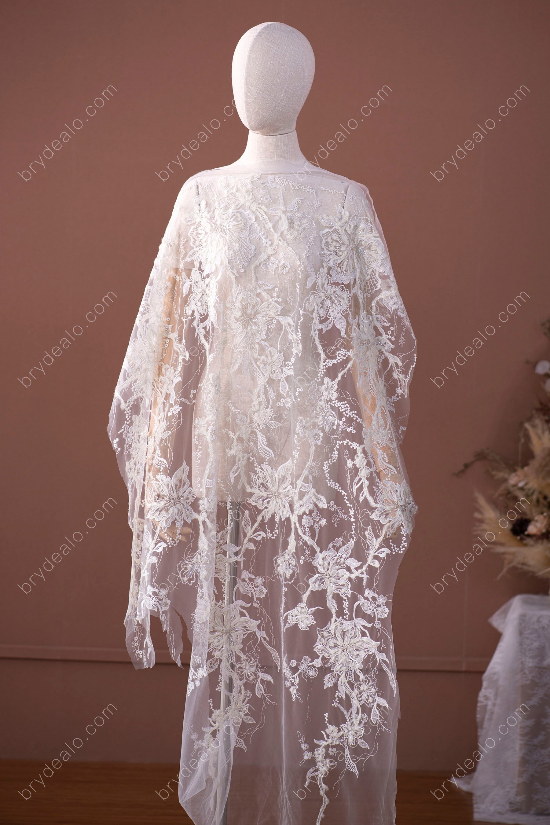 Ornate Sequin Flower Embroidery Lace Fabric