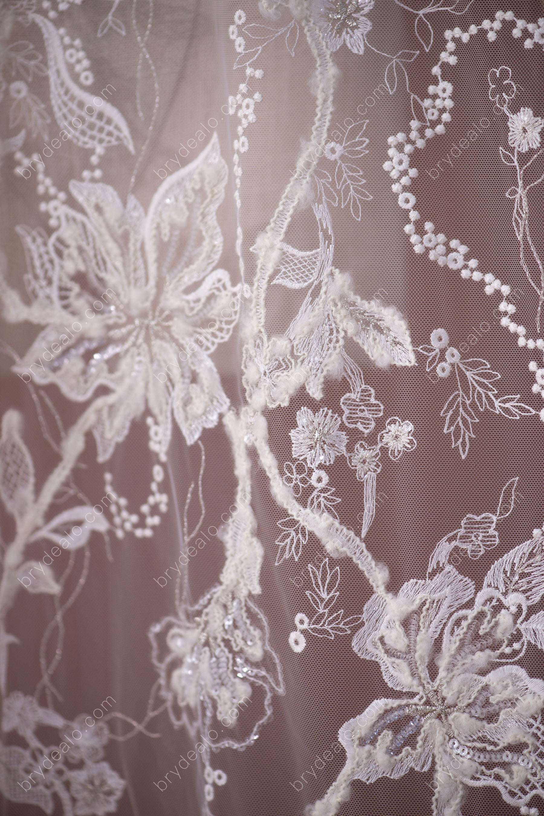Sequin Flower Embroidery Lace Fabric