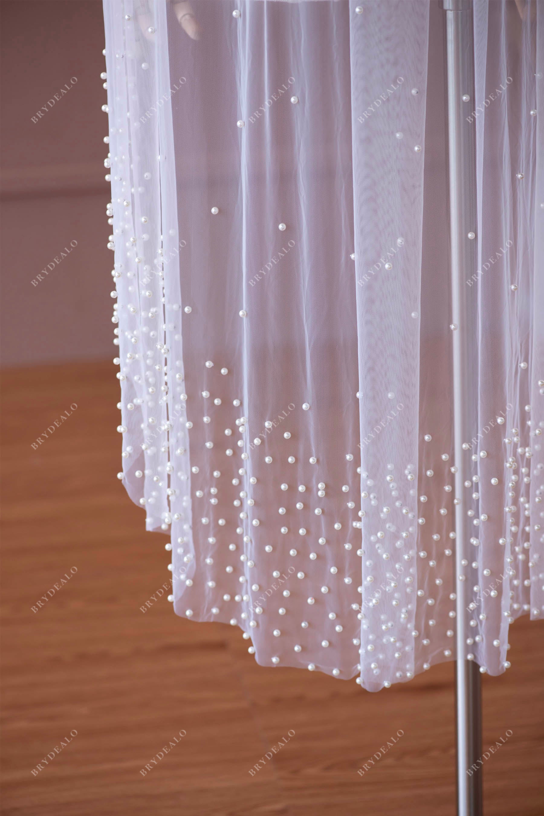 pearl knee length bridal veil