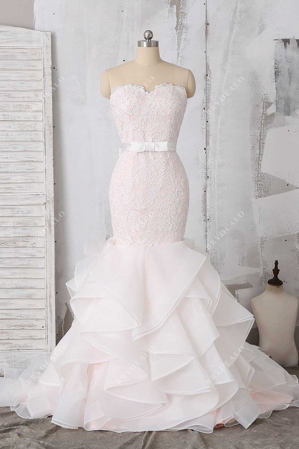 Ruffle rose mermaid wedding dress, bridal gown main image 0