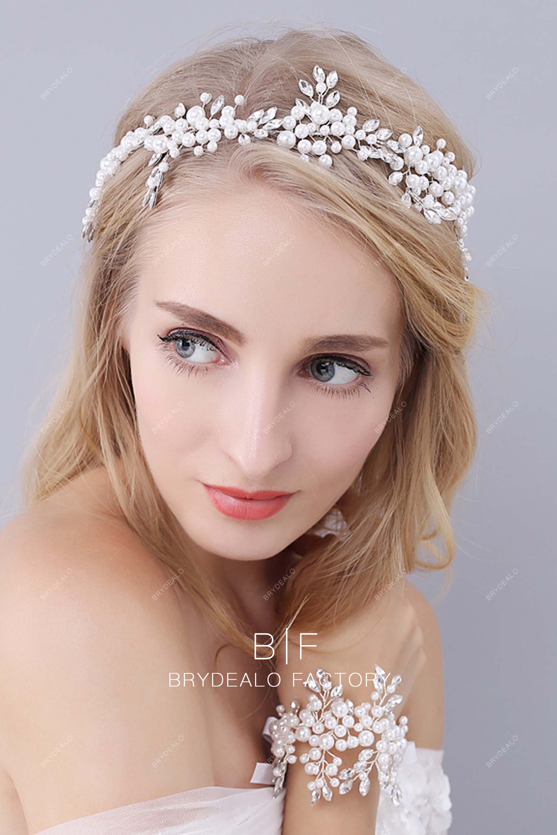 Pearls Rhinestones Bridal Headpiece For Wholesale
