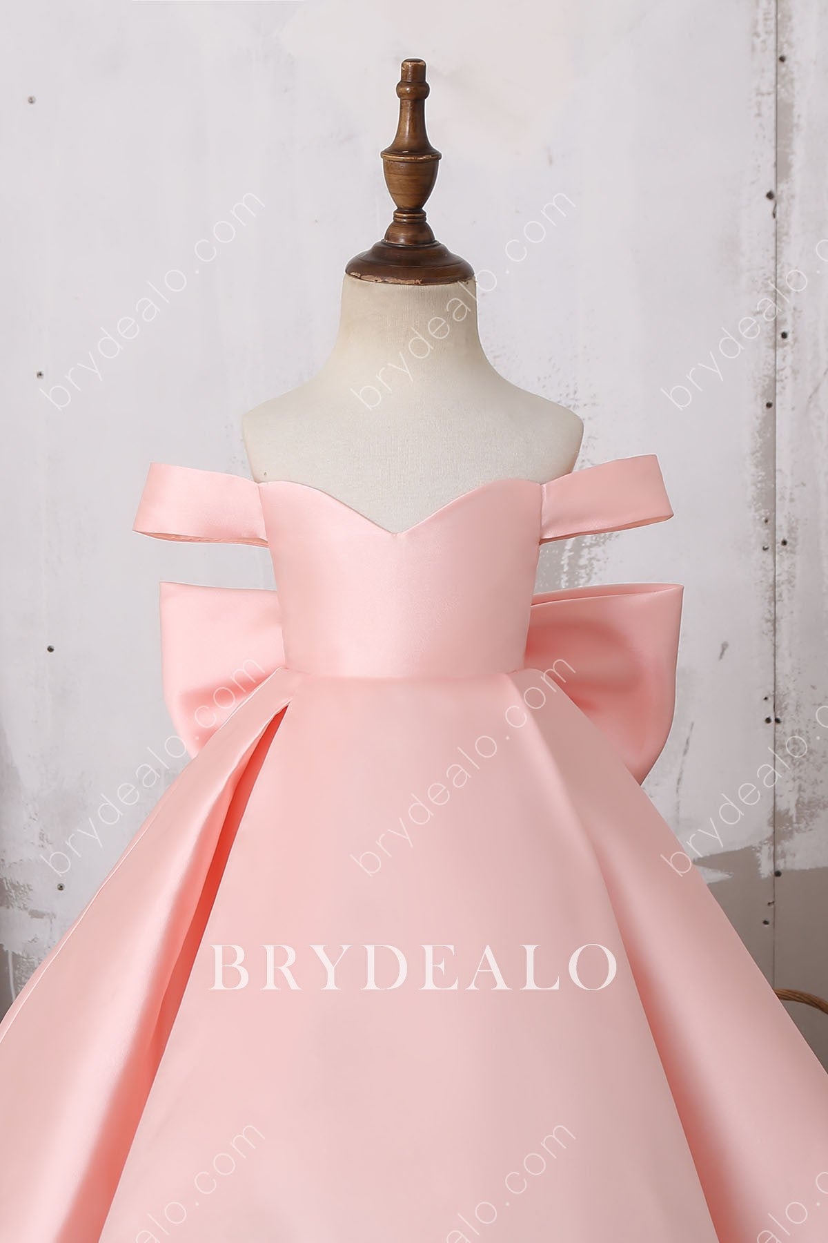 Pink Off-shoulder Flower Girl Dress