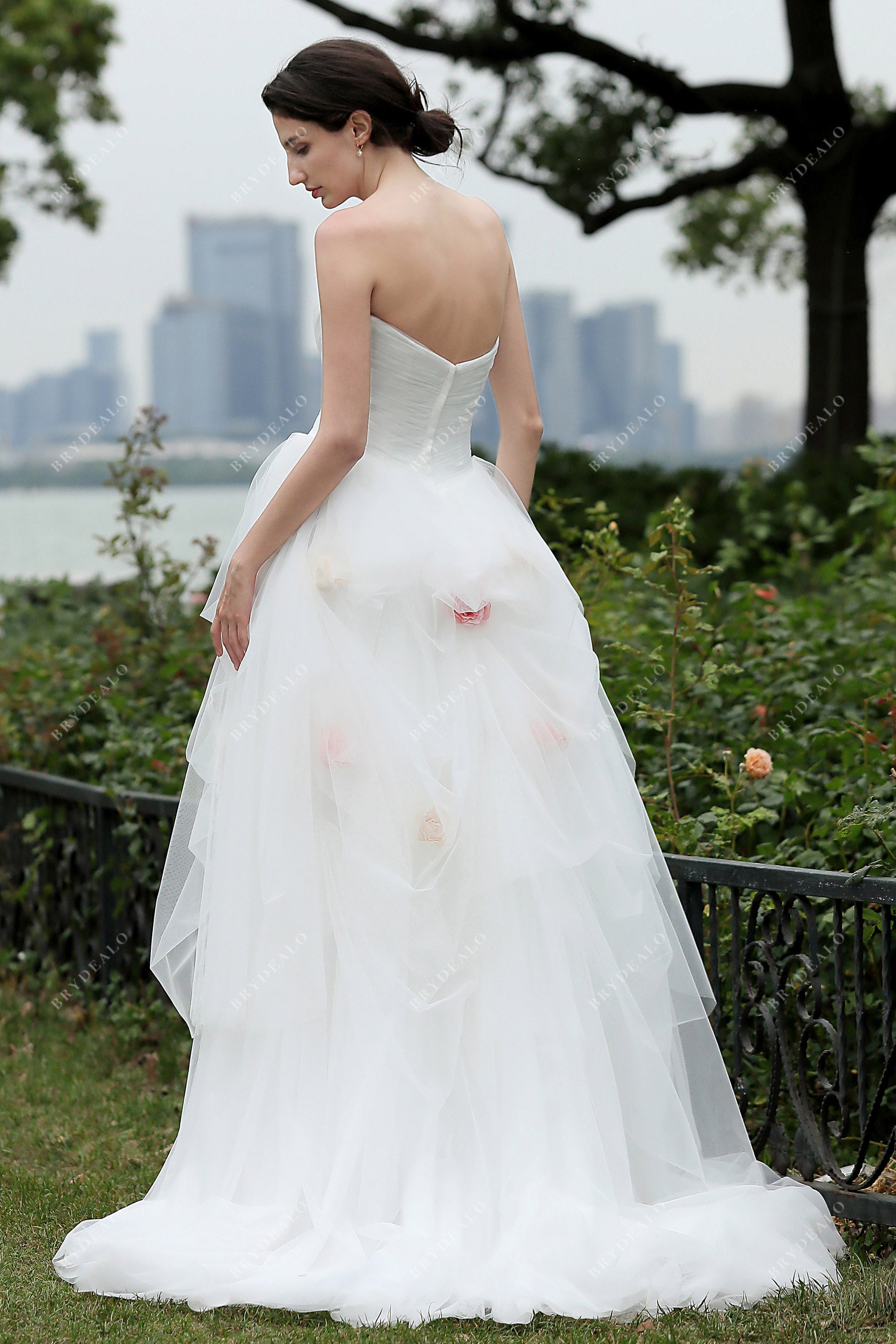 Strapless Pleated Basque Waist Wedding Dress