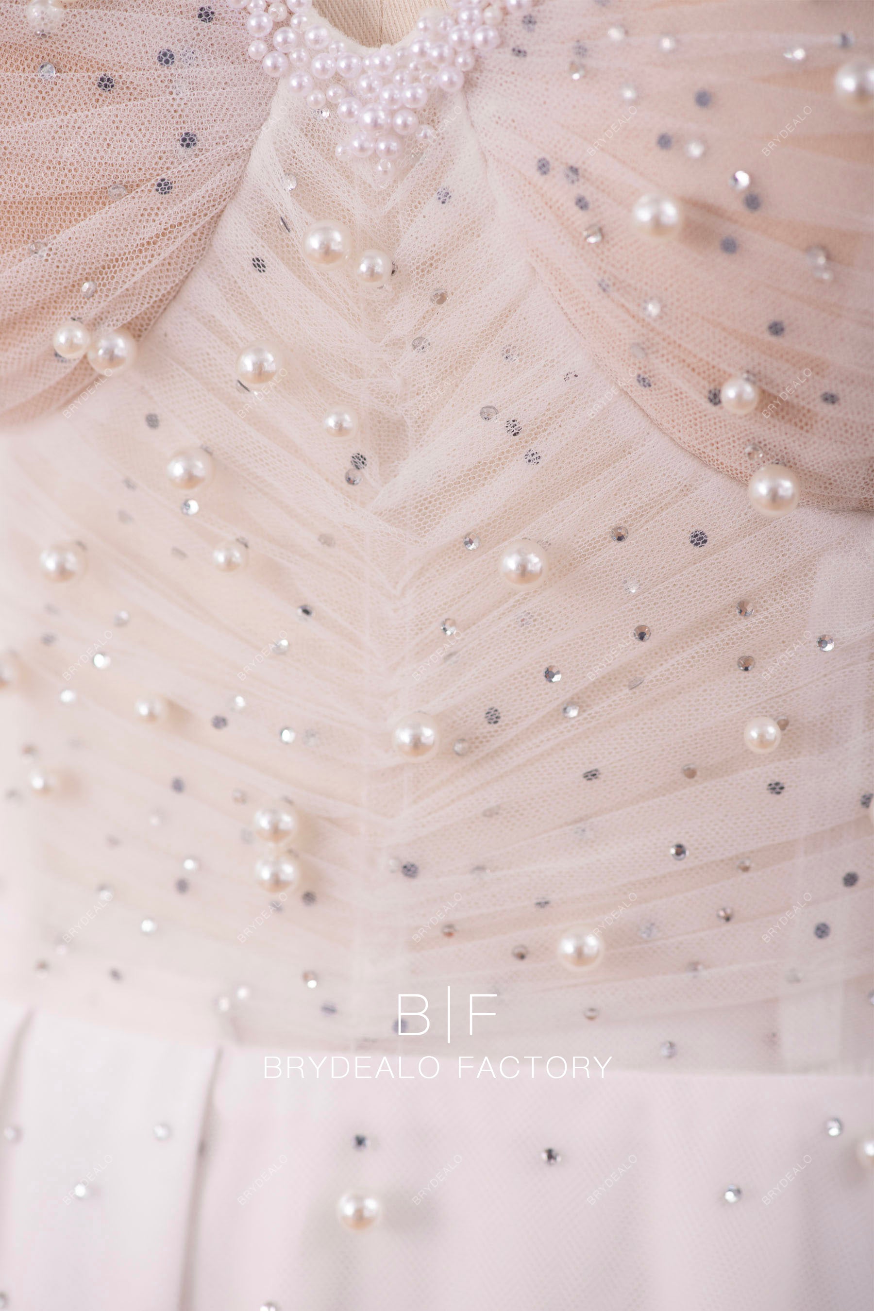 pleated pearl tulle