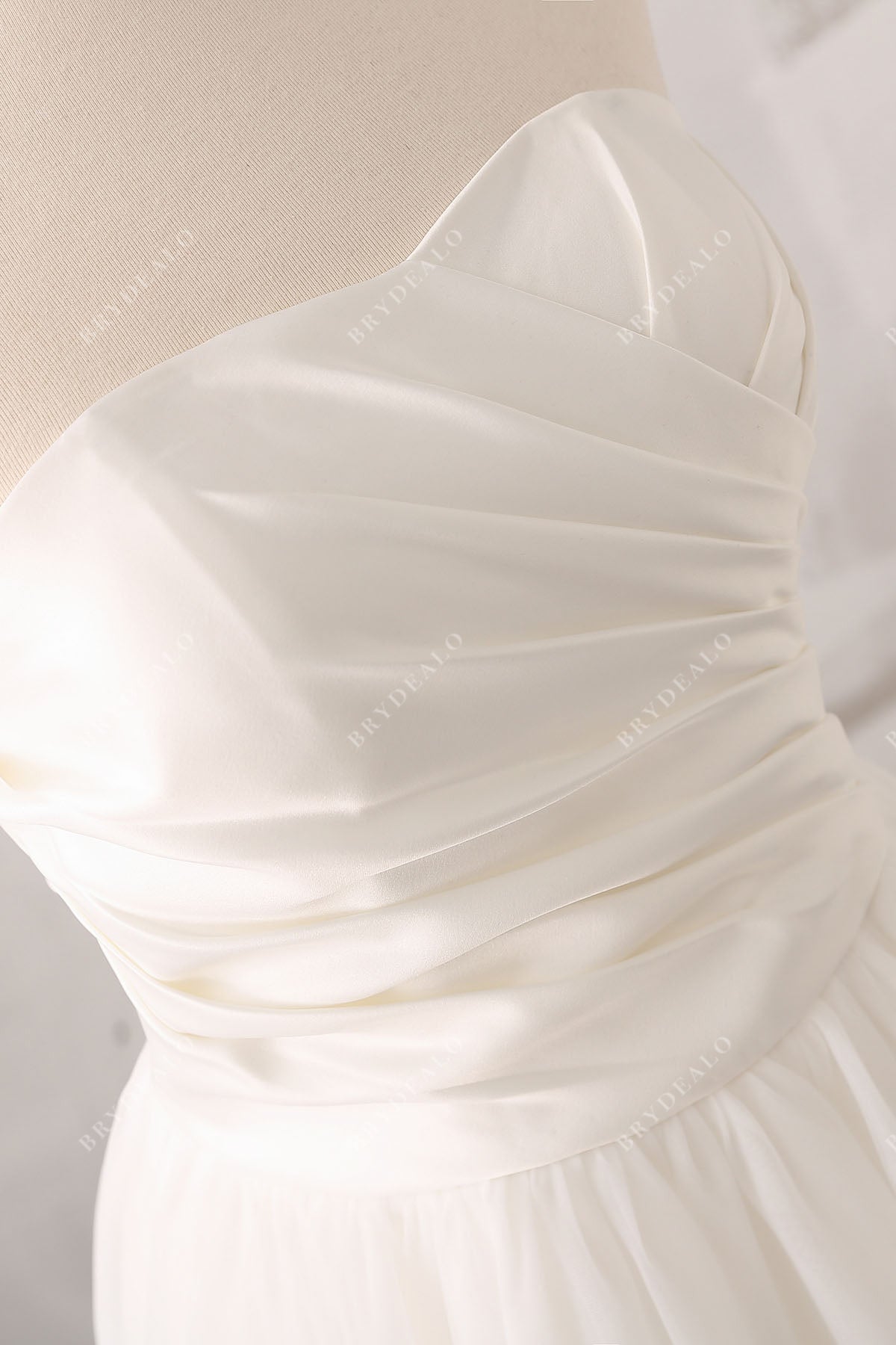 pleated sweetheart neck bridal gown