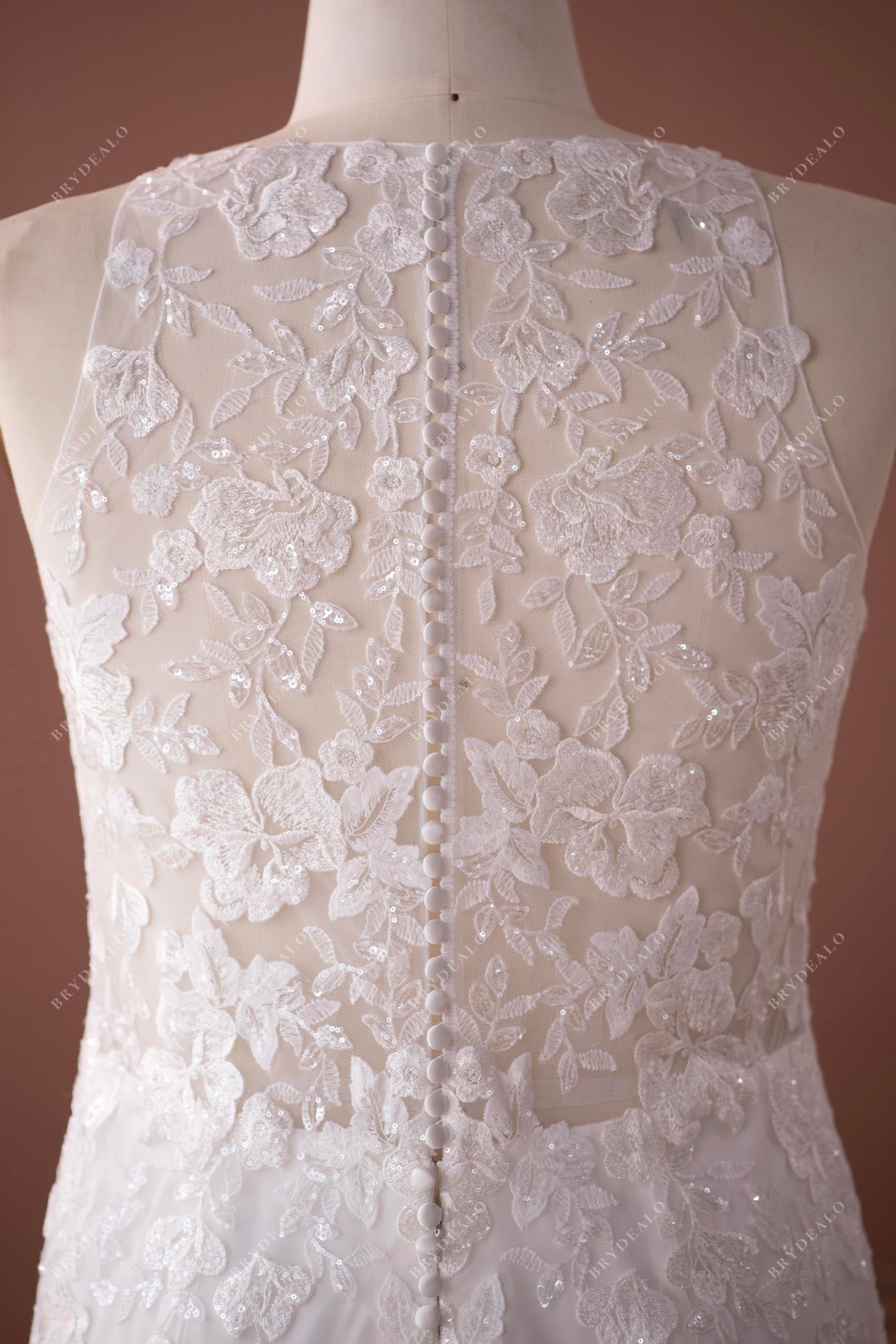 plus size button illusion back wedding gown