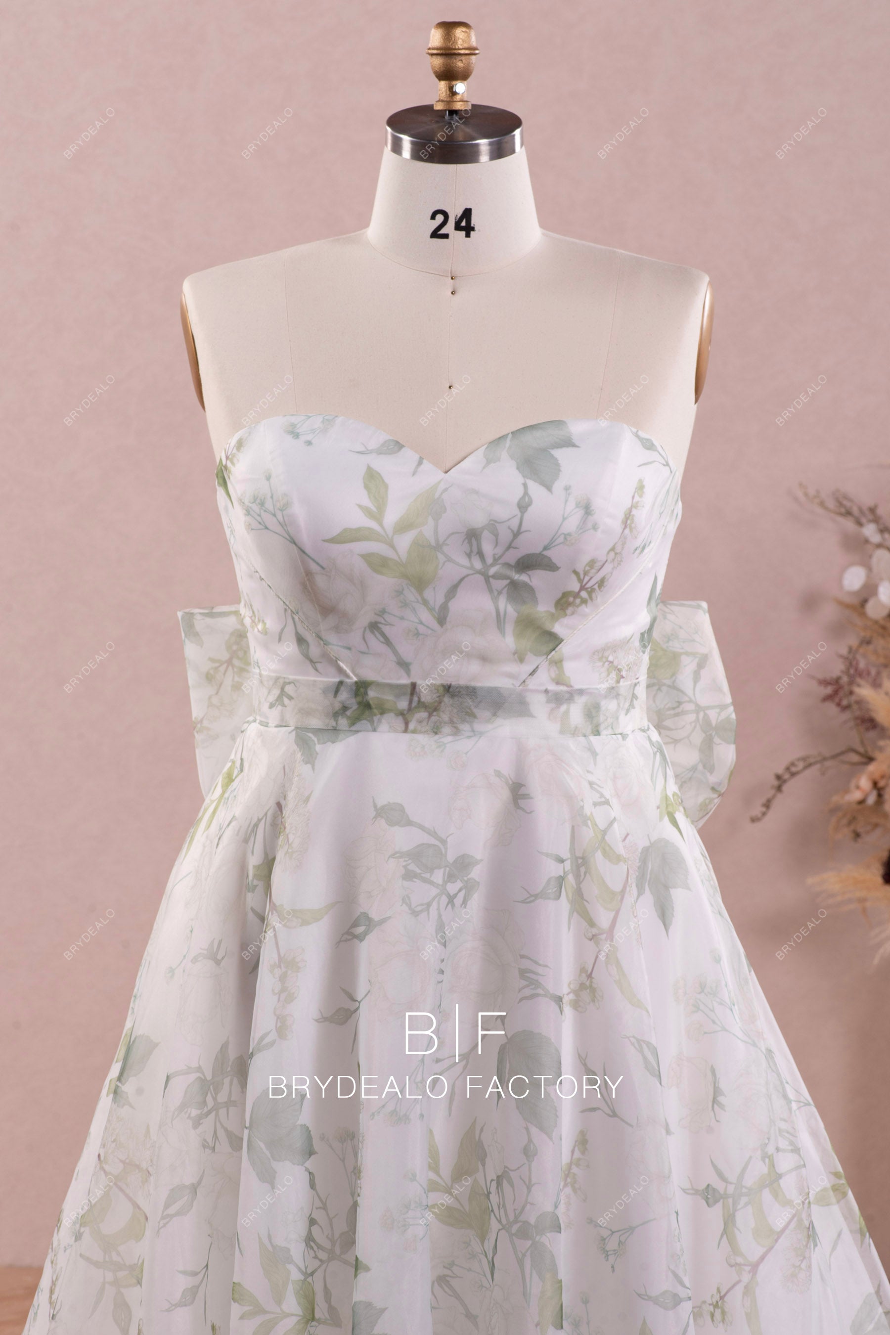 plus size floral organza wedding dress