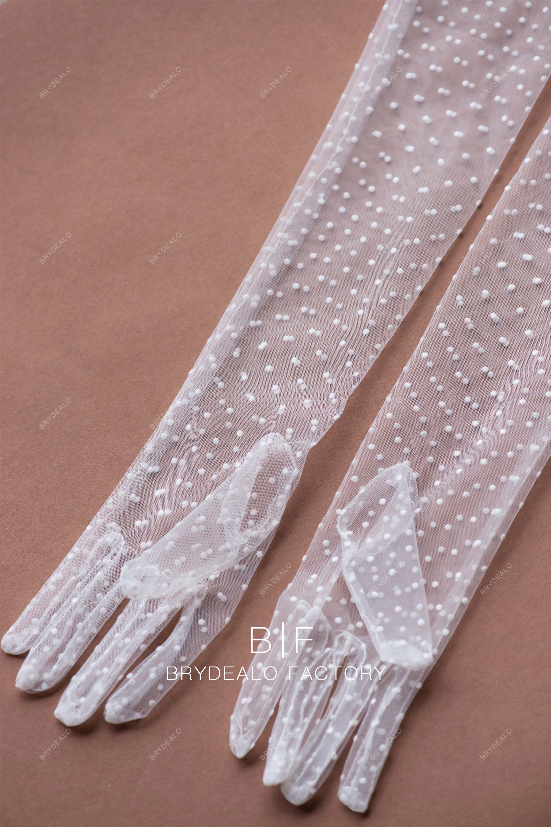 polka dot bridal gloves