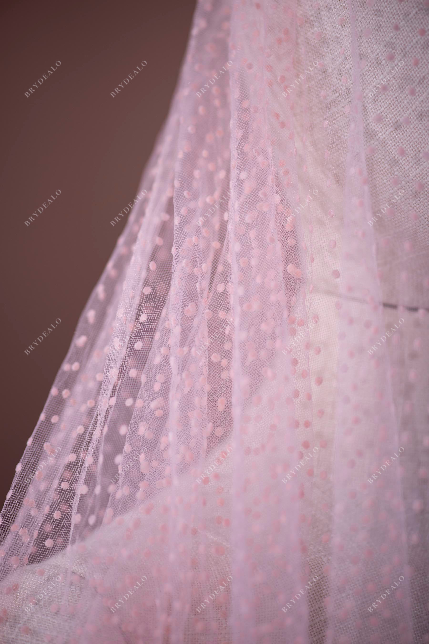 Wholesale Pink Polka Dot Mesh Lace Fabric