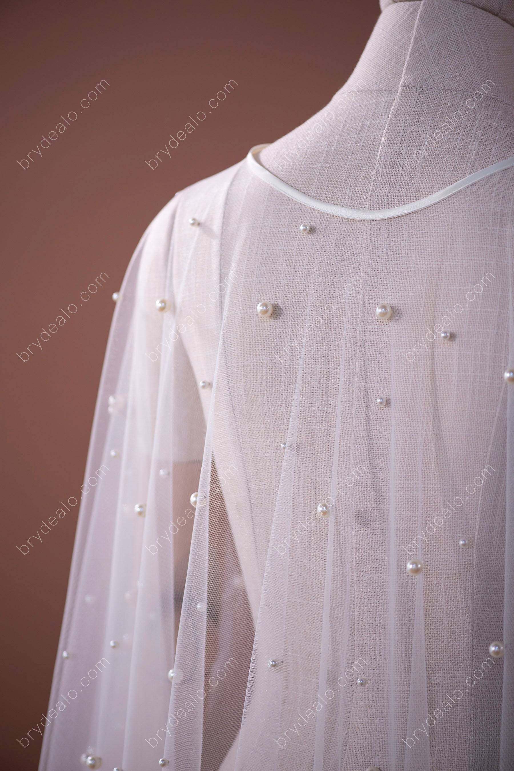 Designer Pearls Tulle High-low Bridal Cape for Wholesale