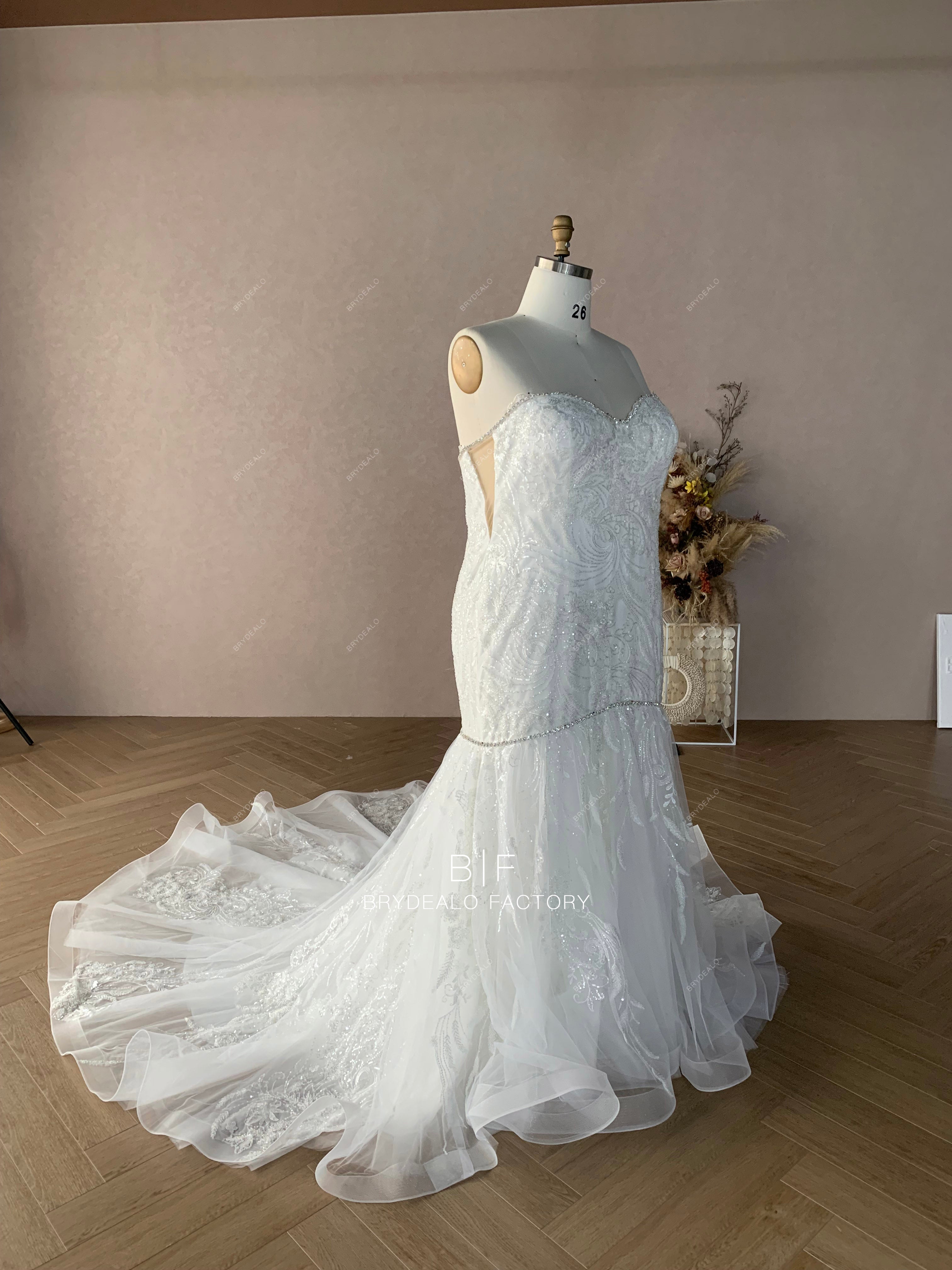 rhinestone sweetheart neck plus size wedding gown