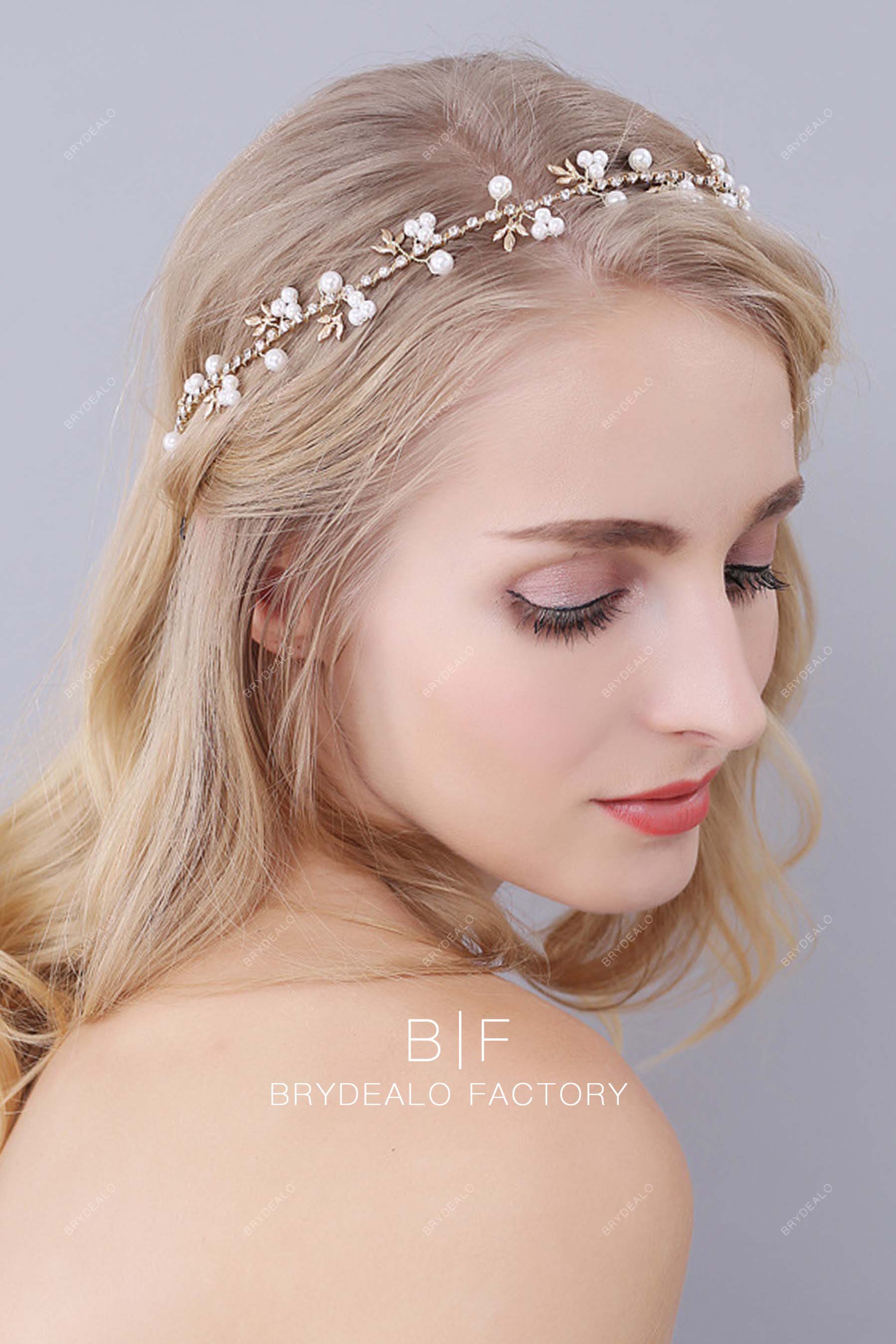 rhinestones gold wedding hair accessory