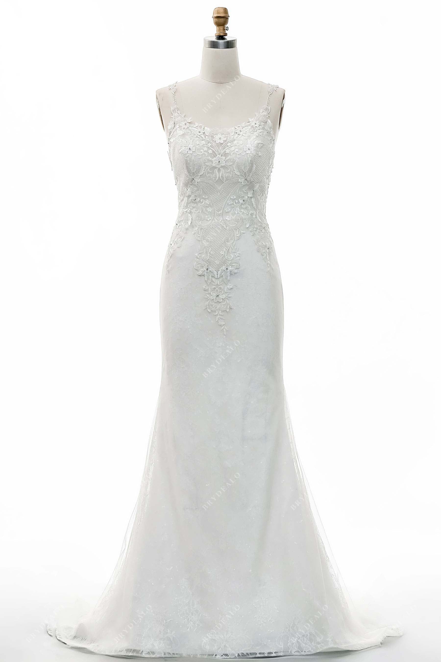 Tie Neck Contrast Lace Fishtail Dress