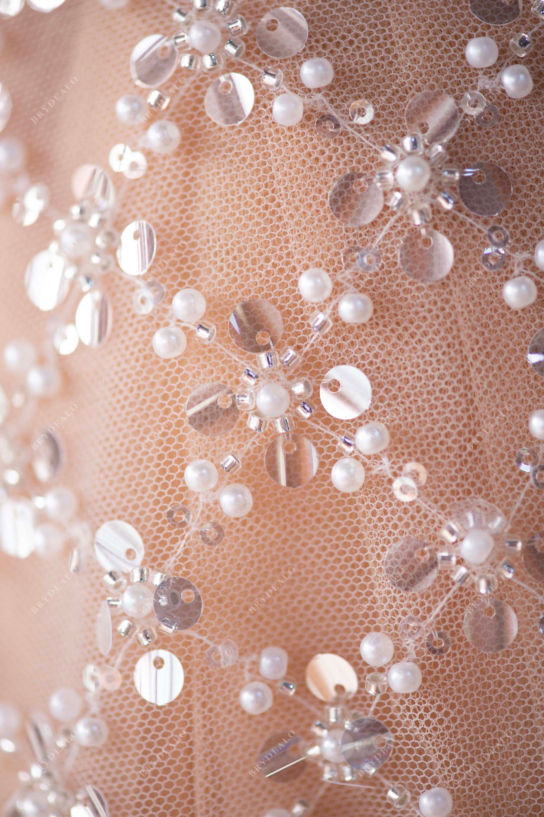 rhombus sparkling bridal lace fabric for wholesale
