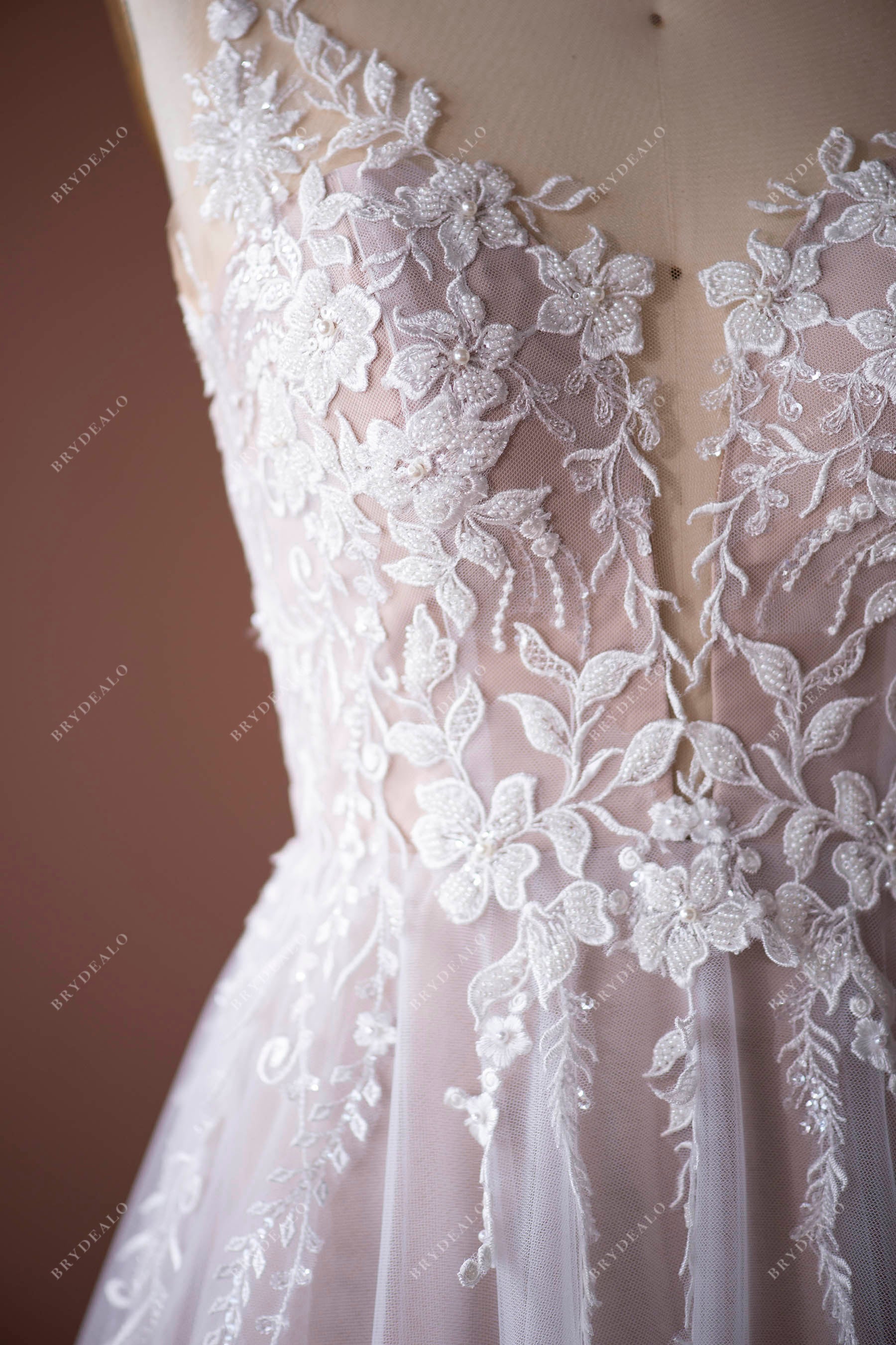 plunging neck bridal gown