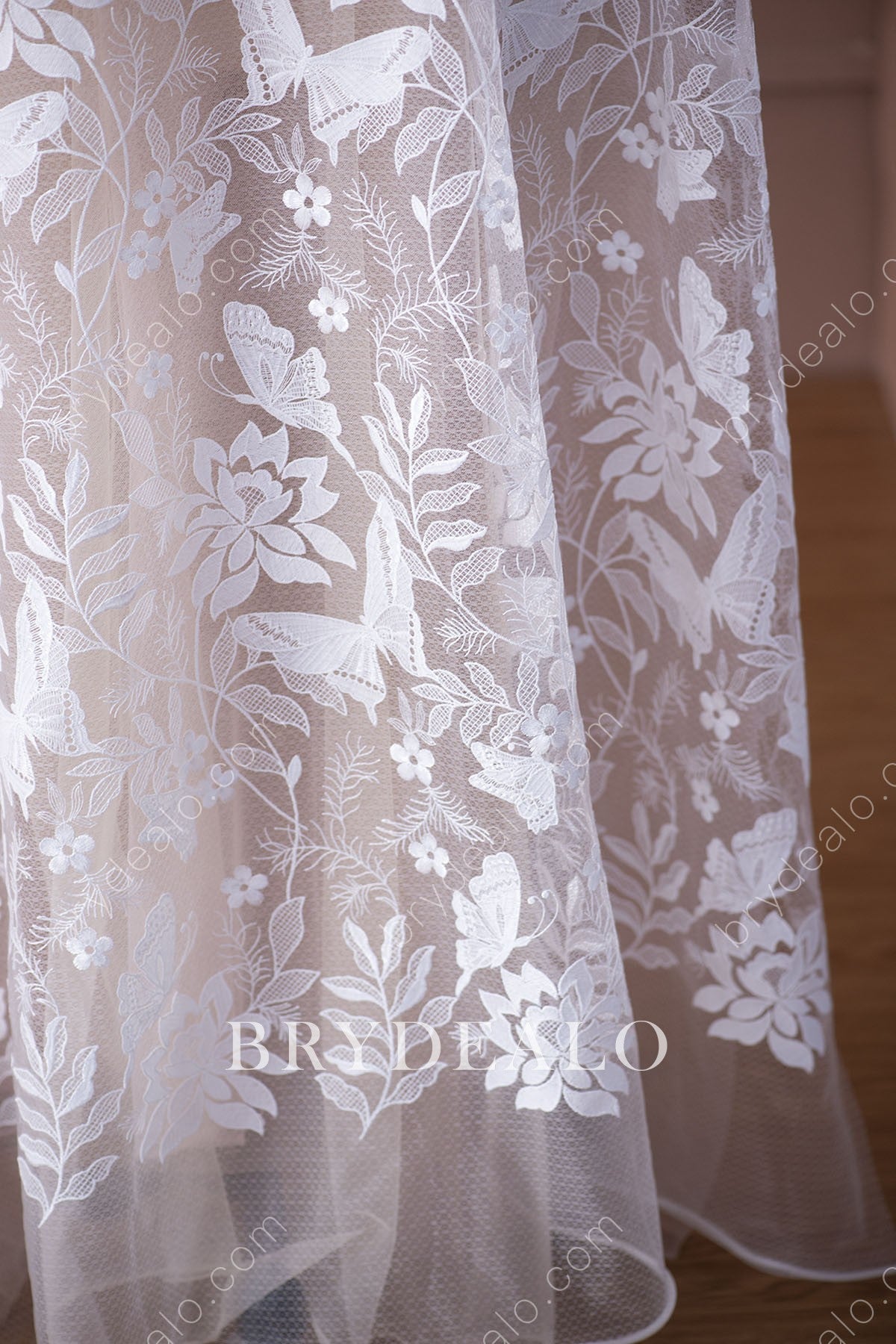 Flower Butterfly Designer Lace Fabric