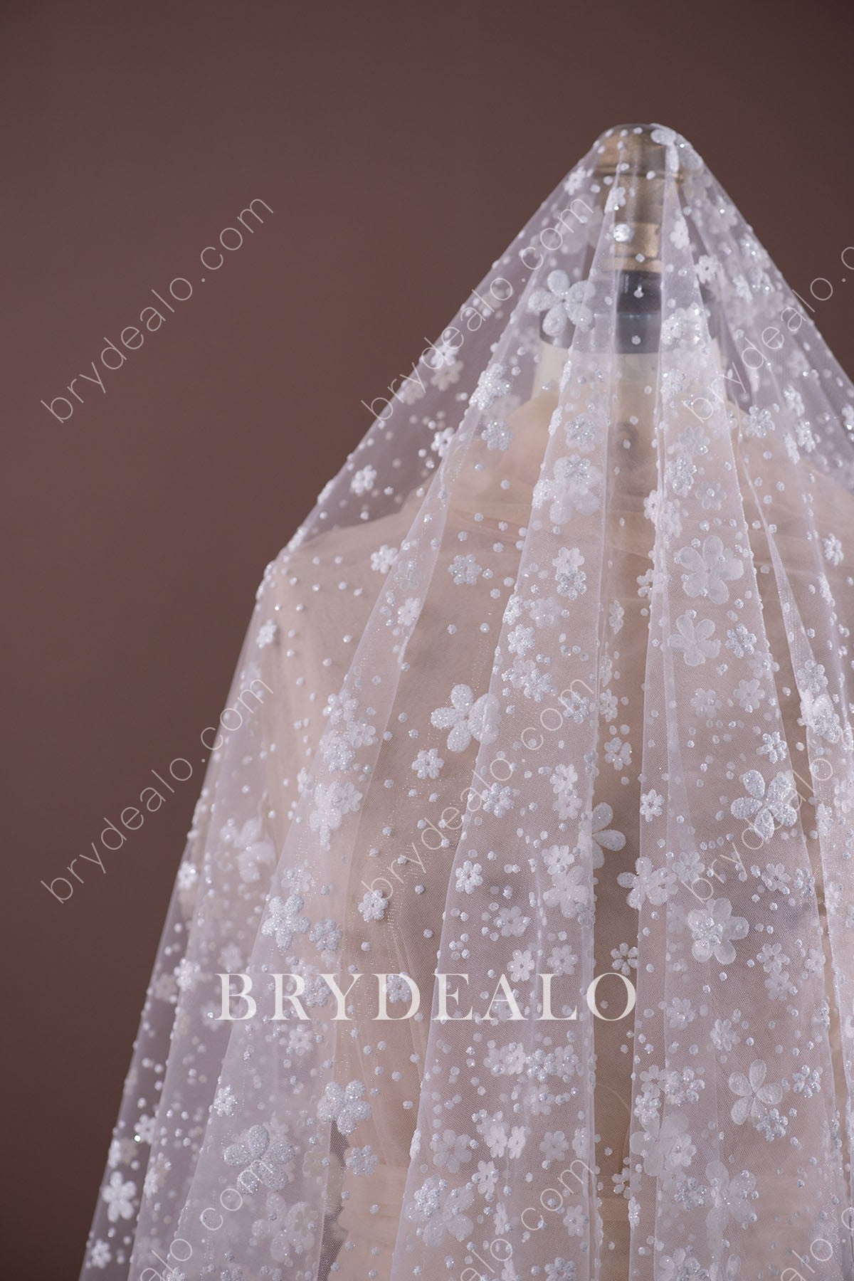 Glitter Bloomy Floret Lace Tulle Designer Fabric