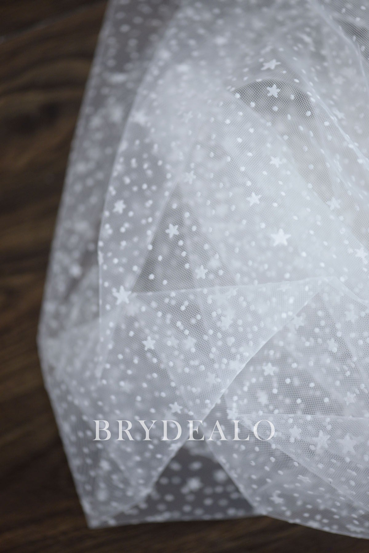 Romantic Ivory Dot Star Tulle Fabric 