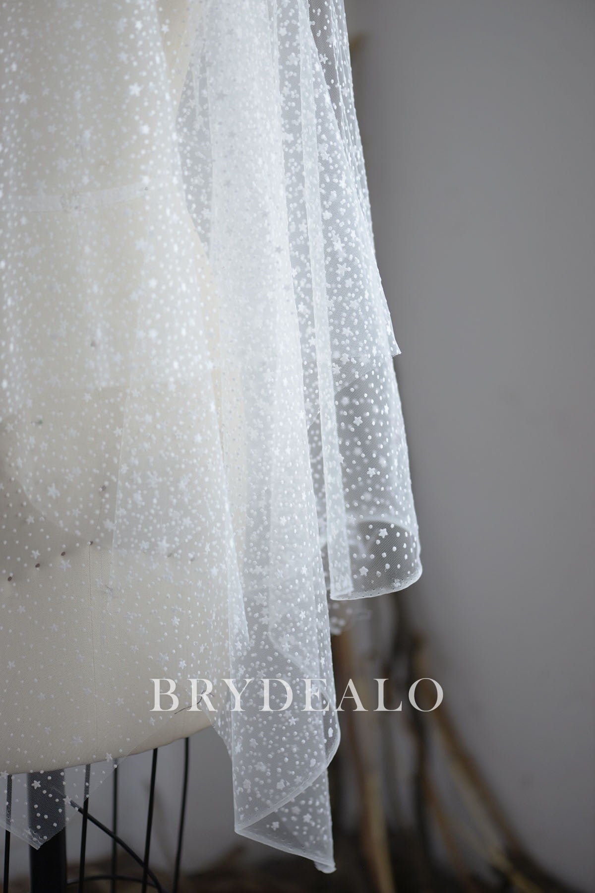 Best Romantic Ivory Dot Star Tulle Fabric by the Yard