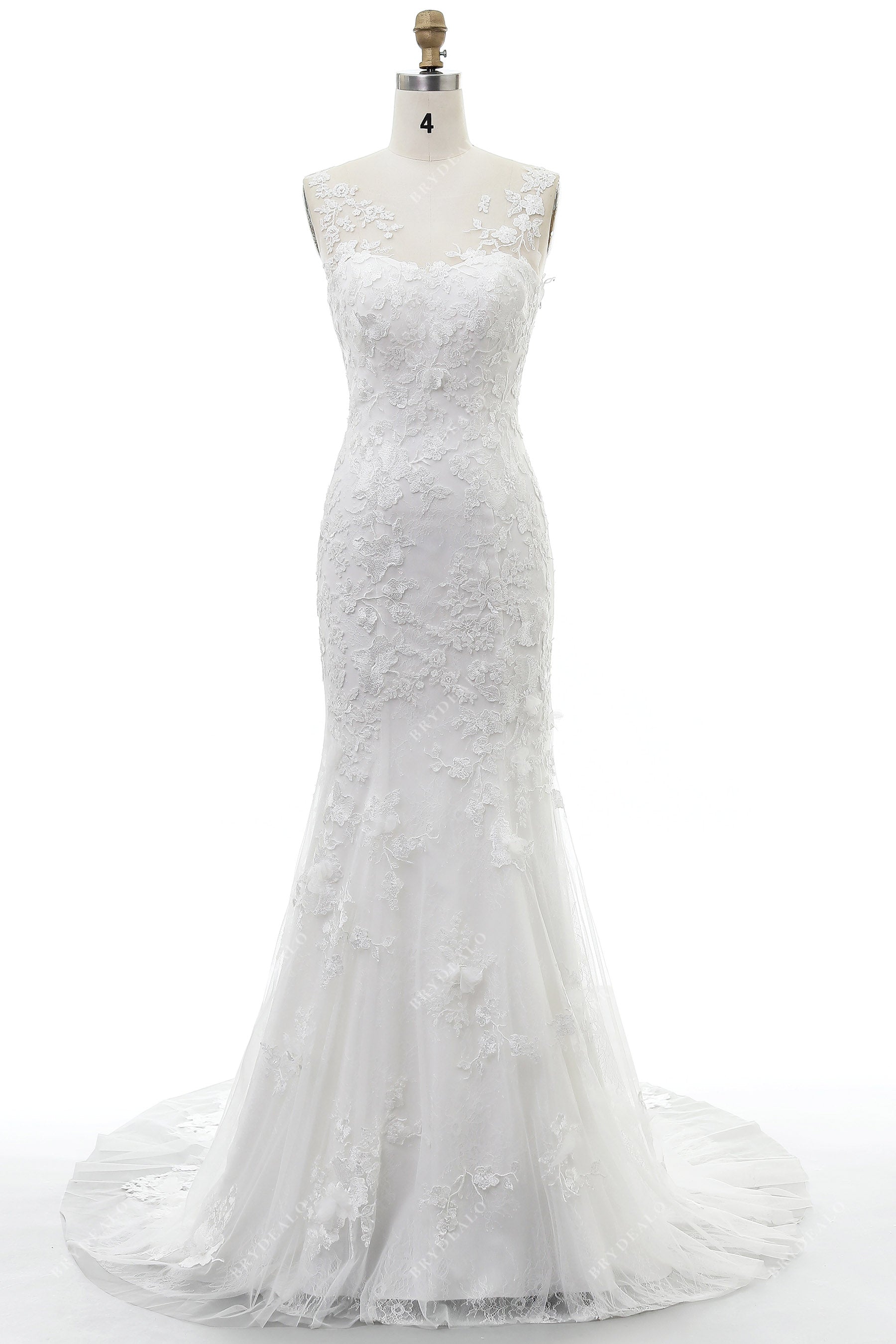 exquisite lace trumpet court train wedding dress