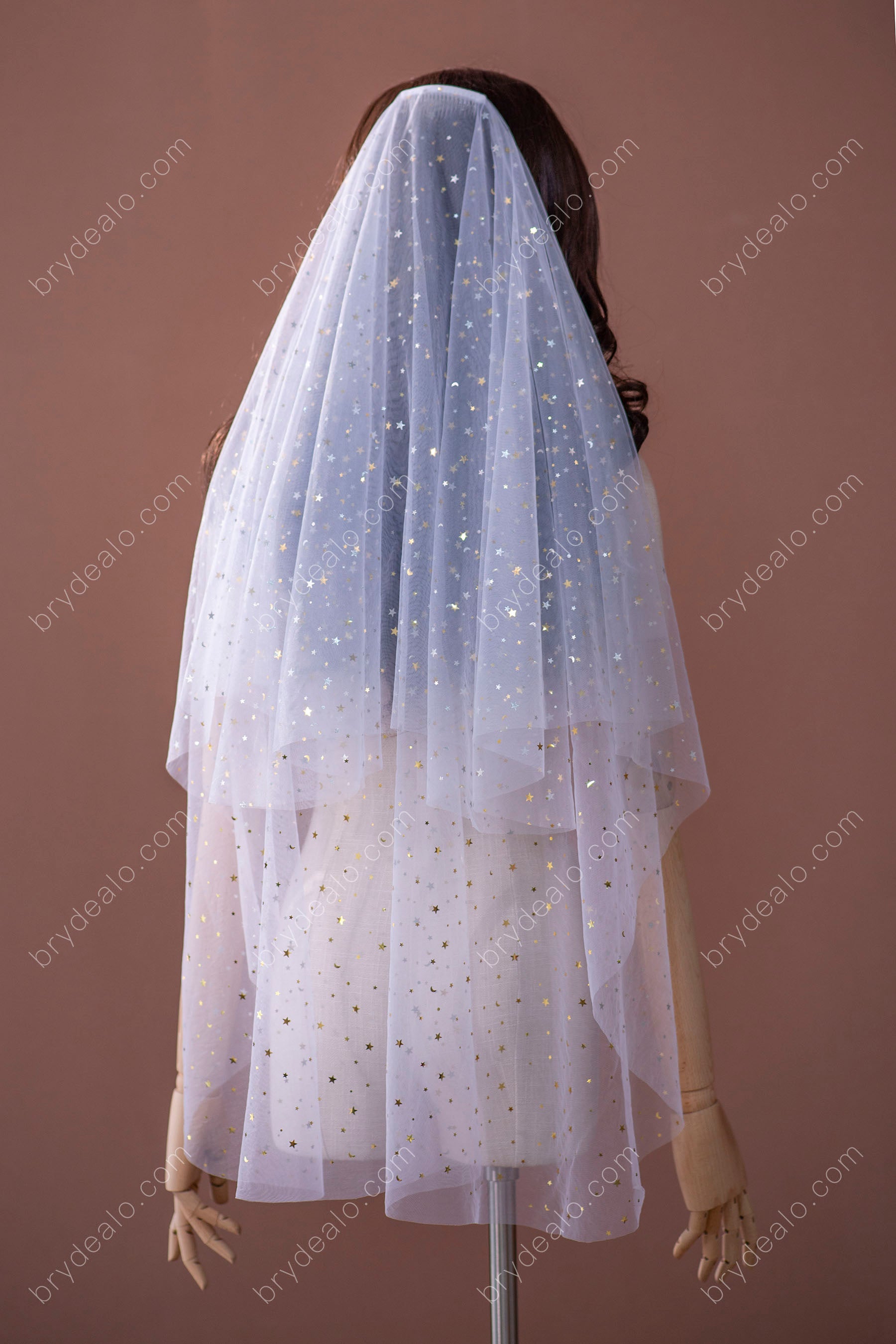 sparkly star two-tier wedding veil