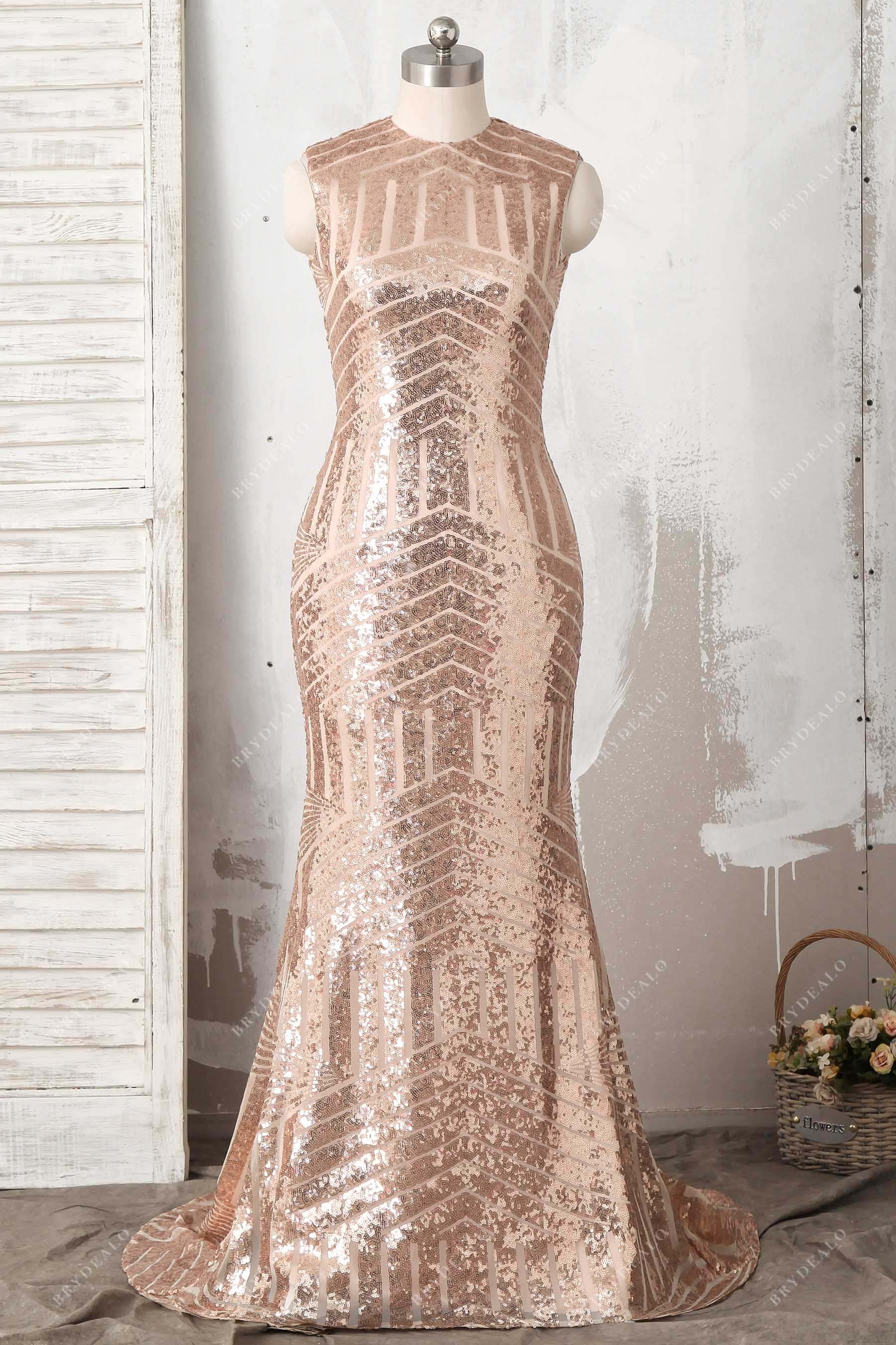 Sparkly Striped Gold Sequin Mermaid Prom Dress Sparkly Striped Gold Sequin Mermaid Prom Dress