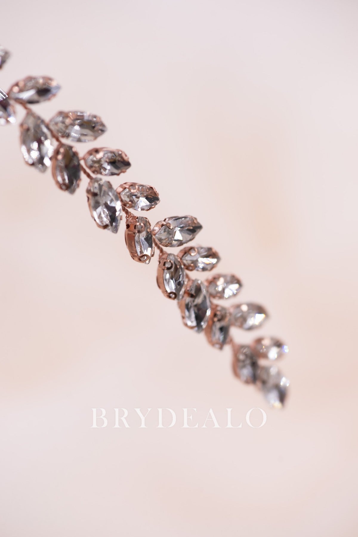 Rose Gold Rhinestones Leafy Headband