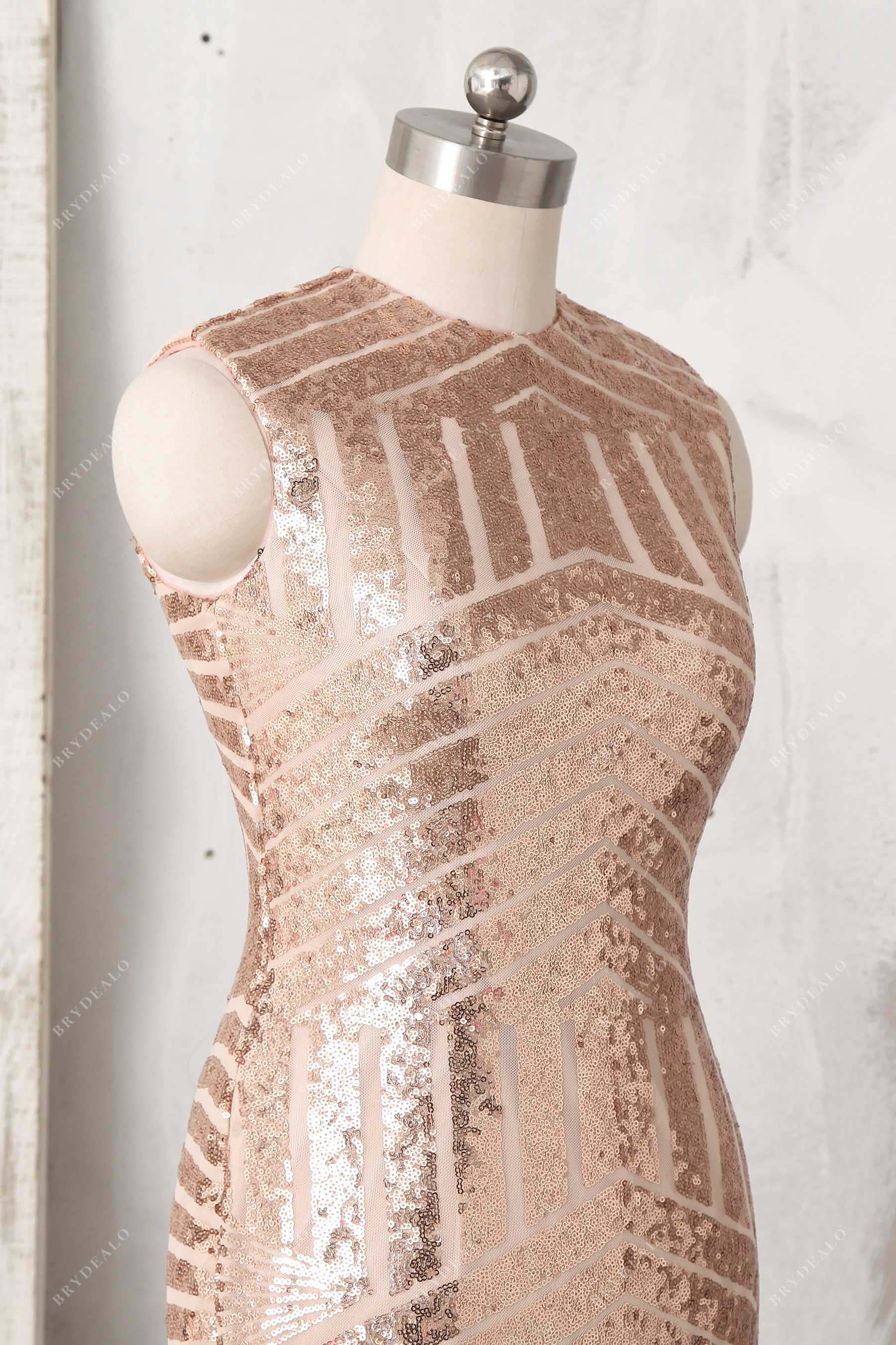 rose gold stripe sequin crew neck dress