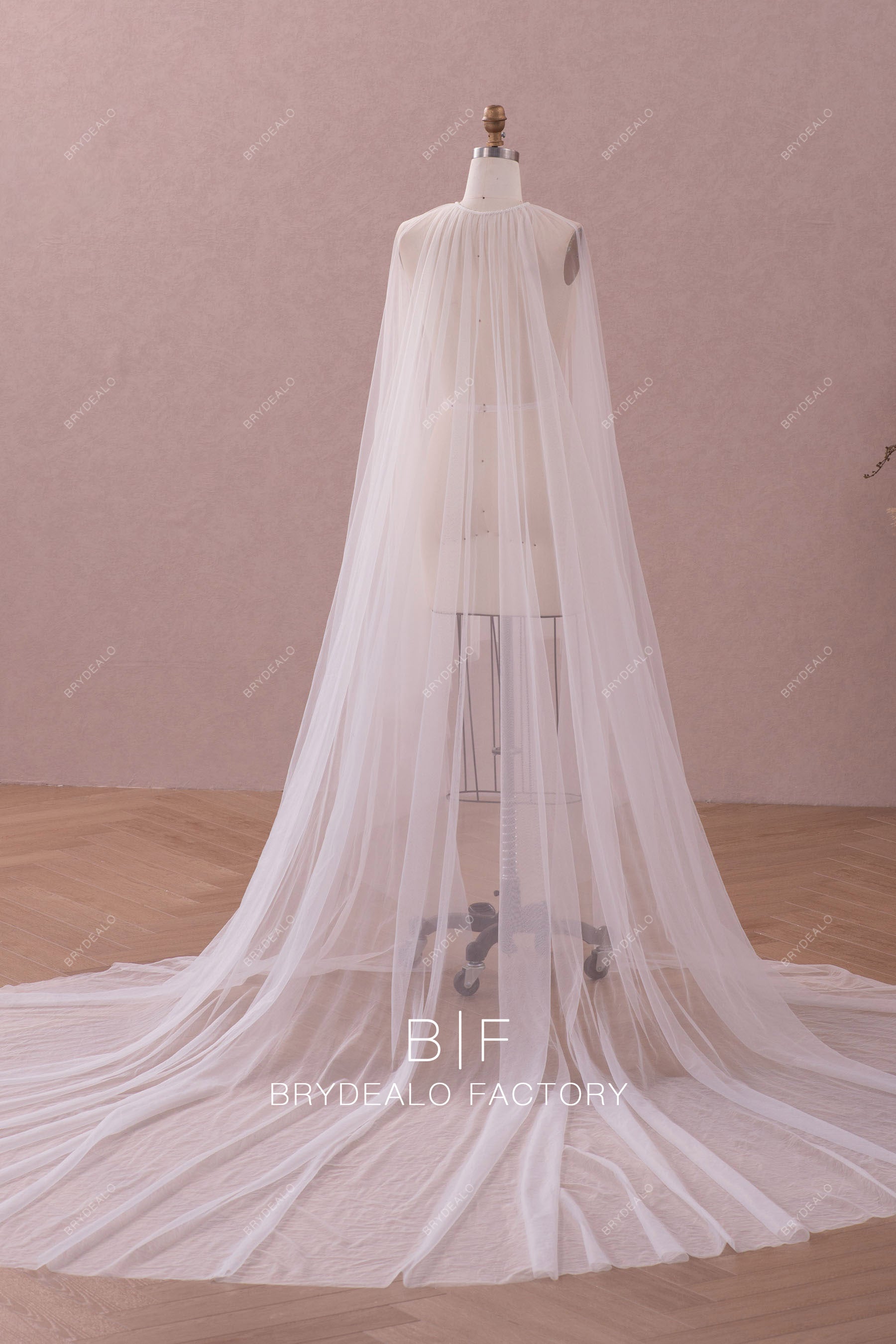royal length beaded tulle cape veil