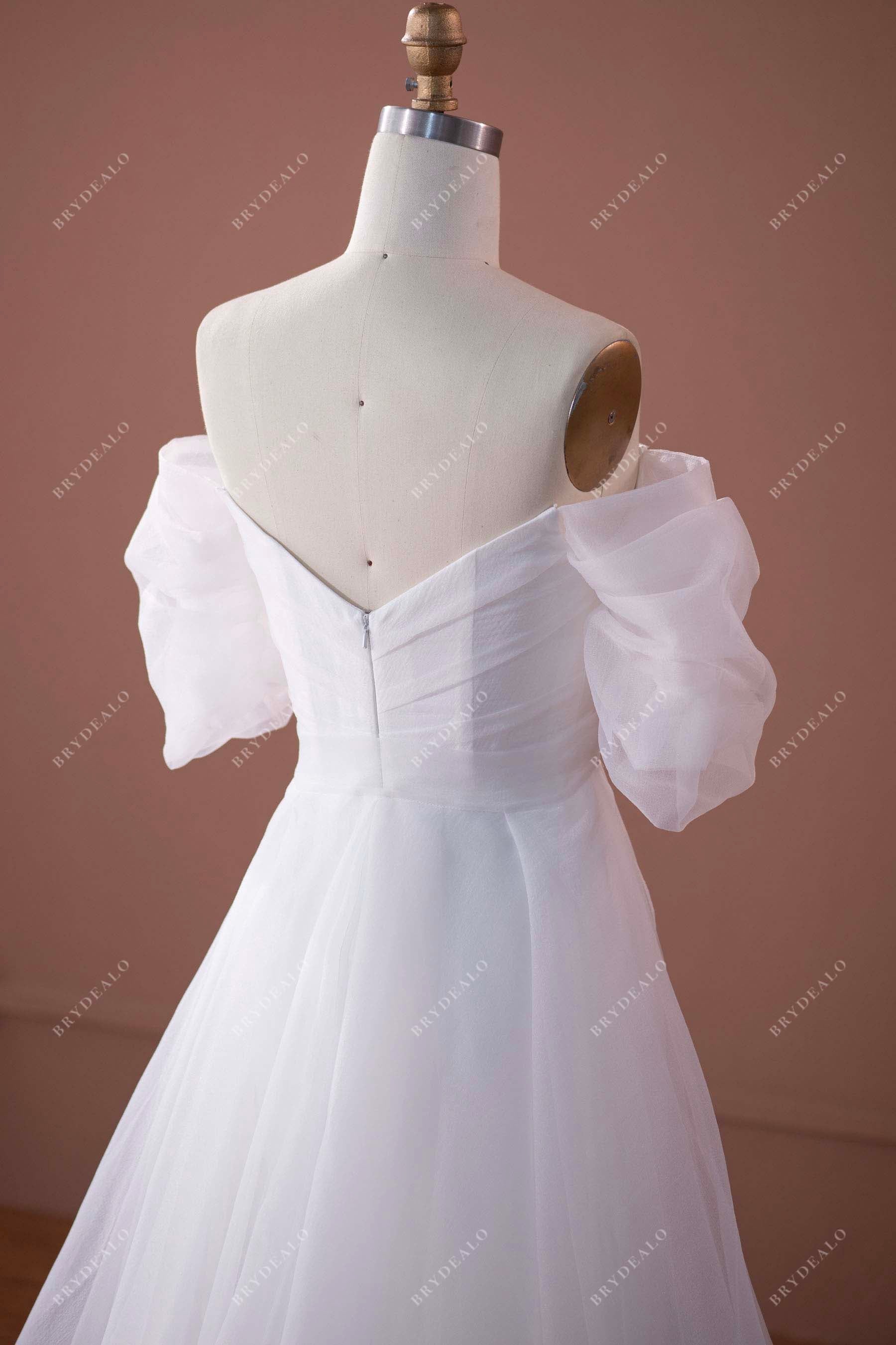 ruched off-shoulder overskirt bridal dress