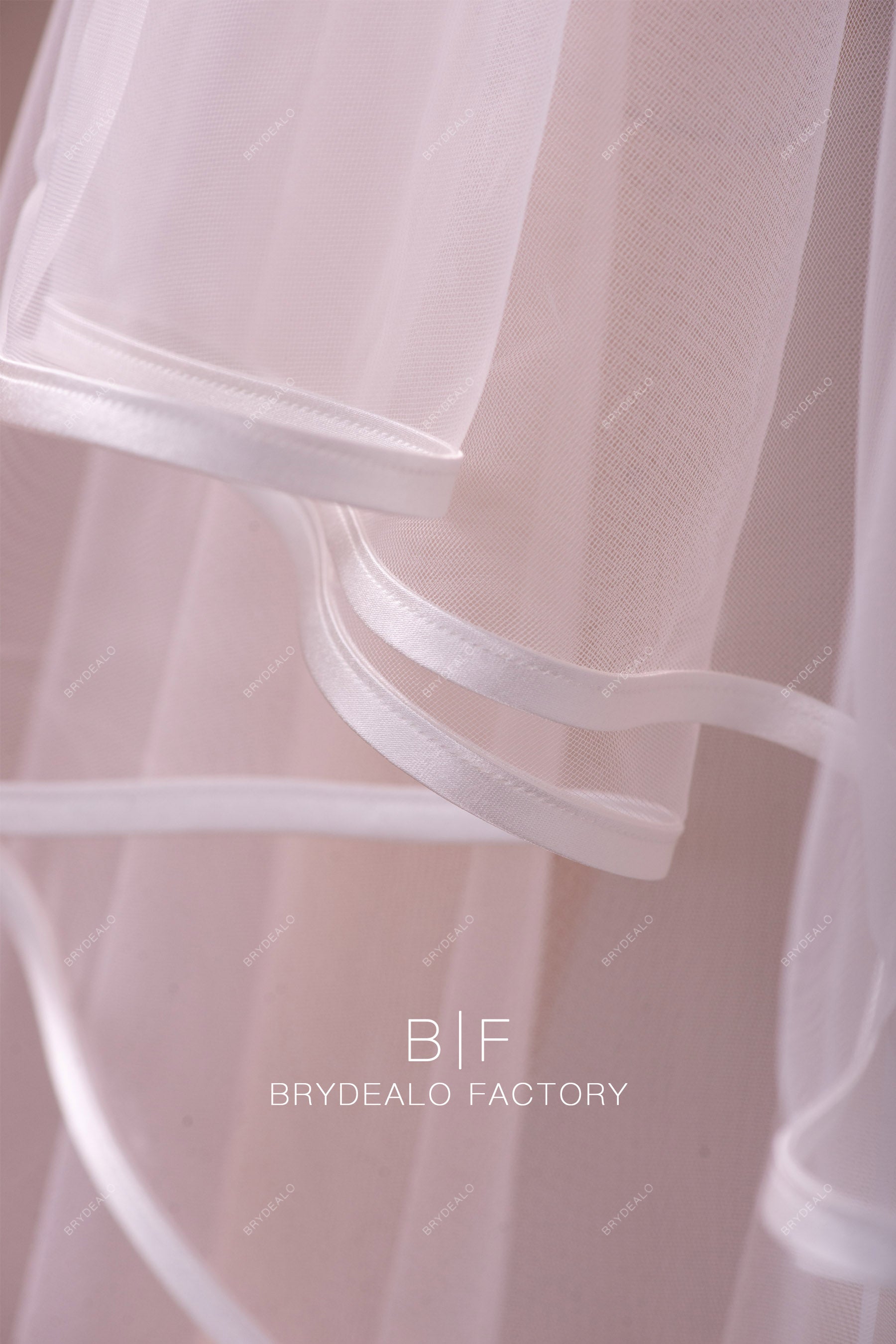 satin ribbon tulle bridal veil