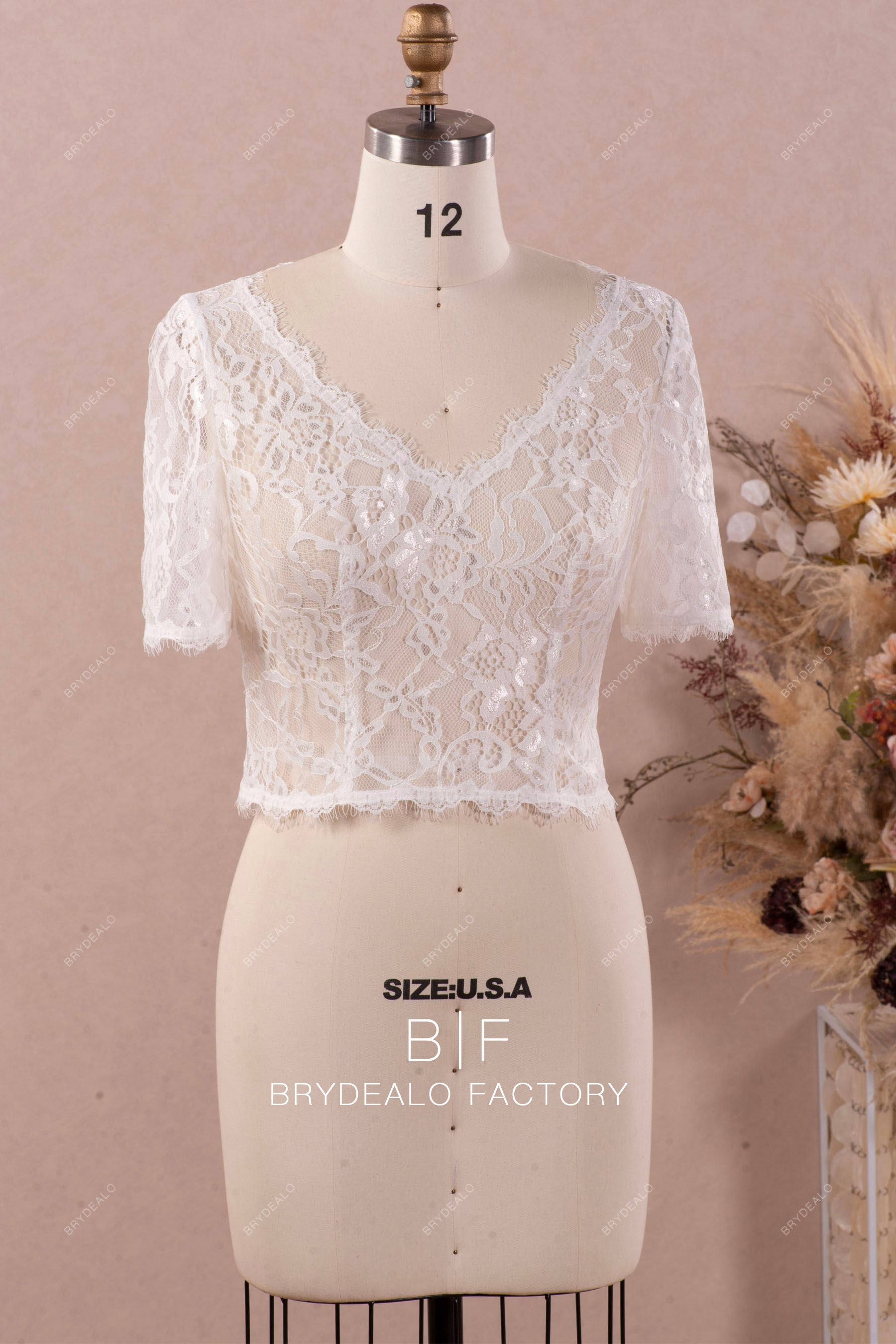 scalloped eyelash lace bridal bolero