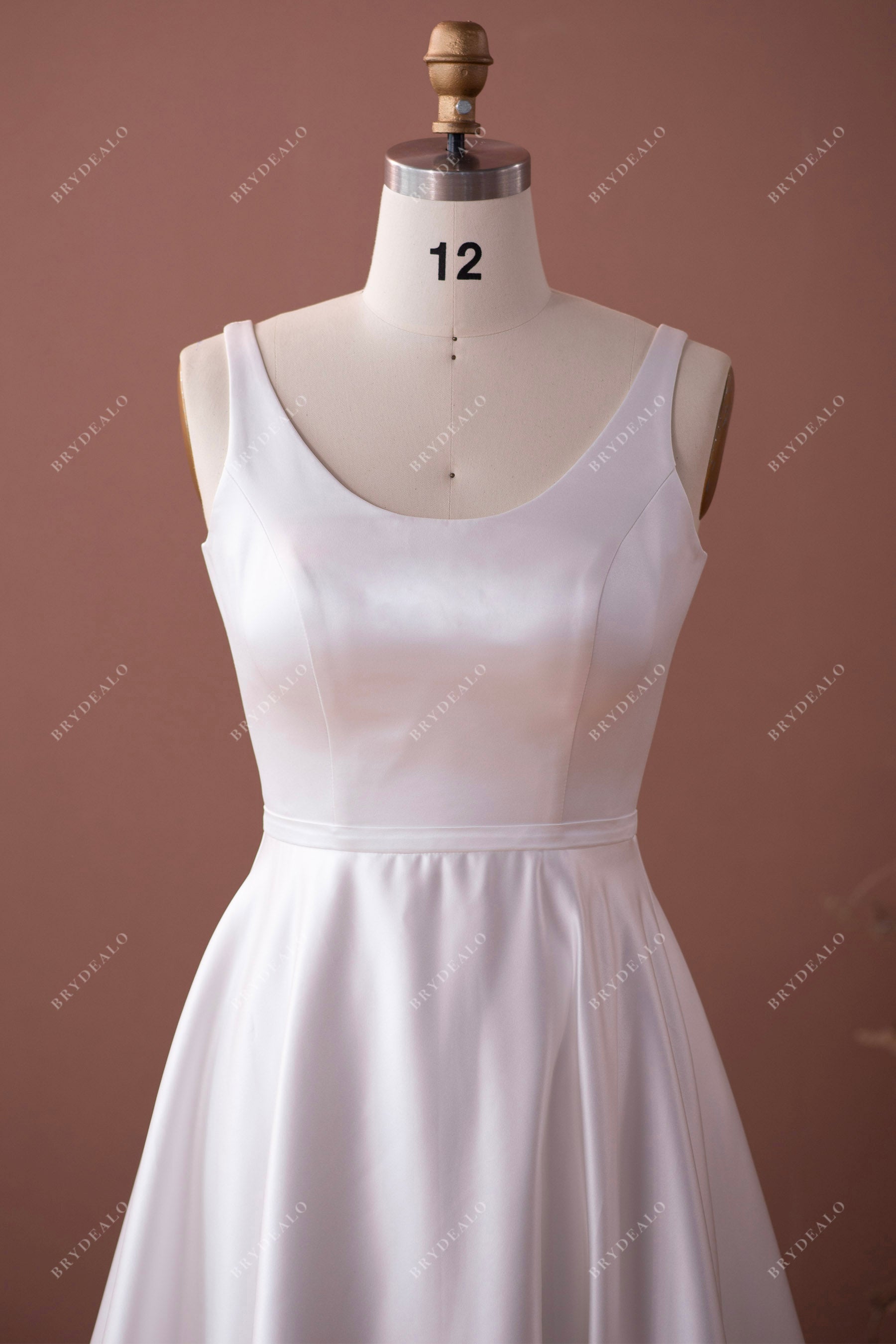 scoop neck satin wedding gown