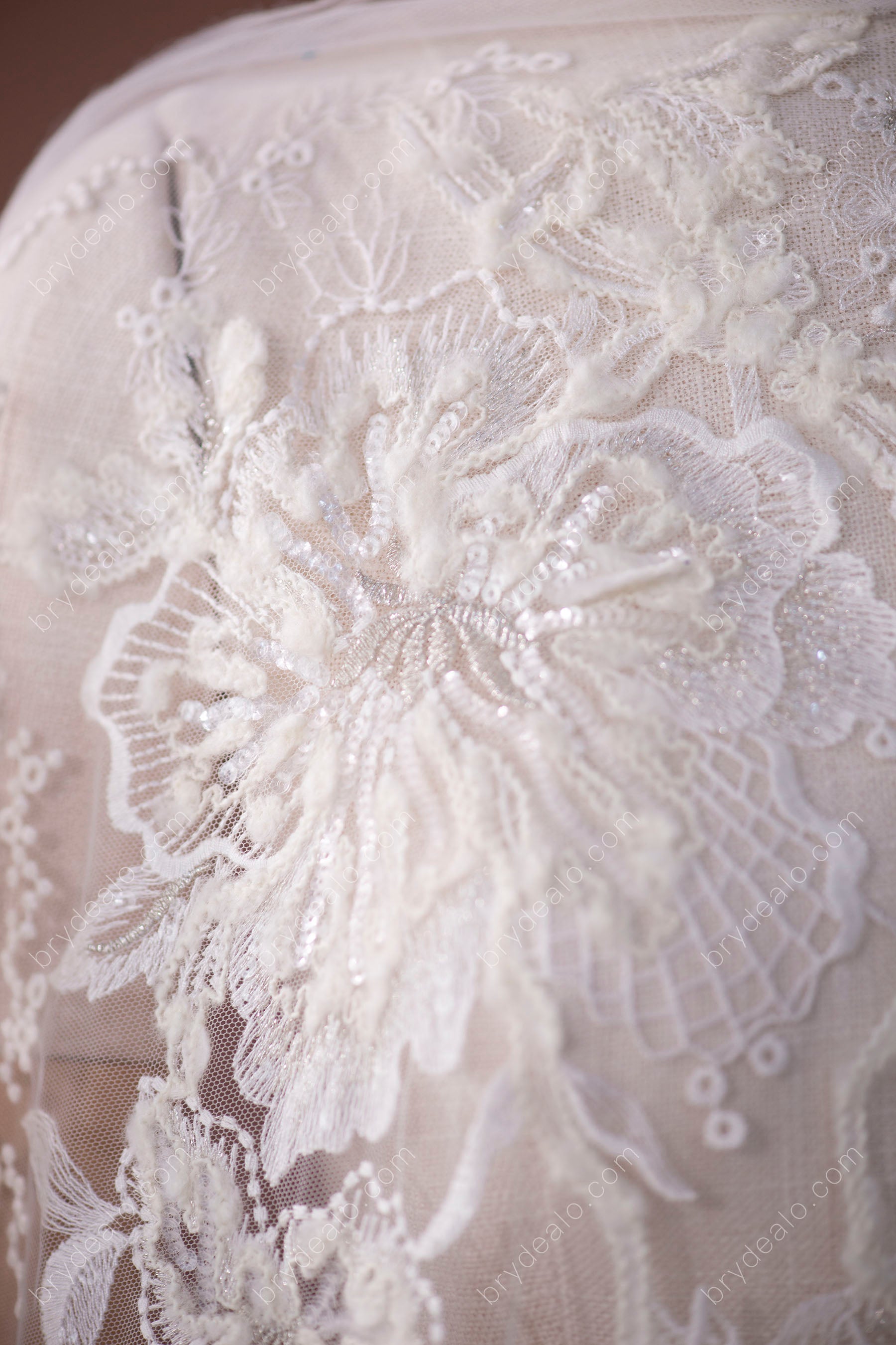 Ornate Sequin Flower Embroidery Lace Fabric for Wholesale