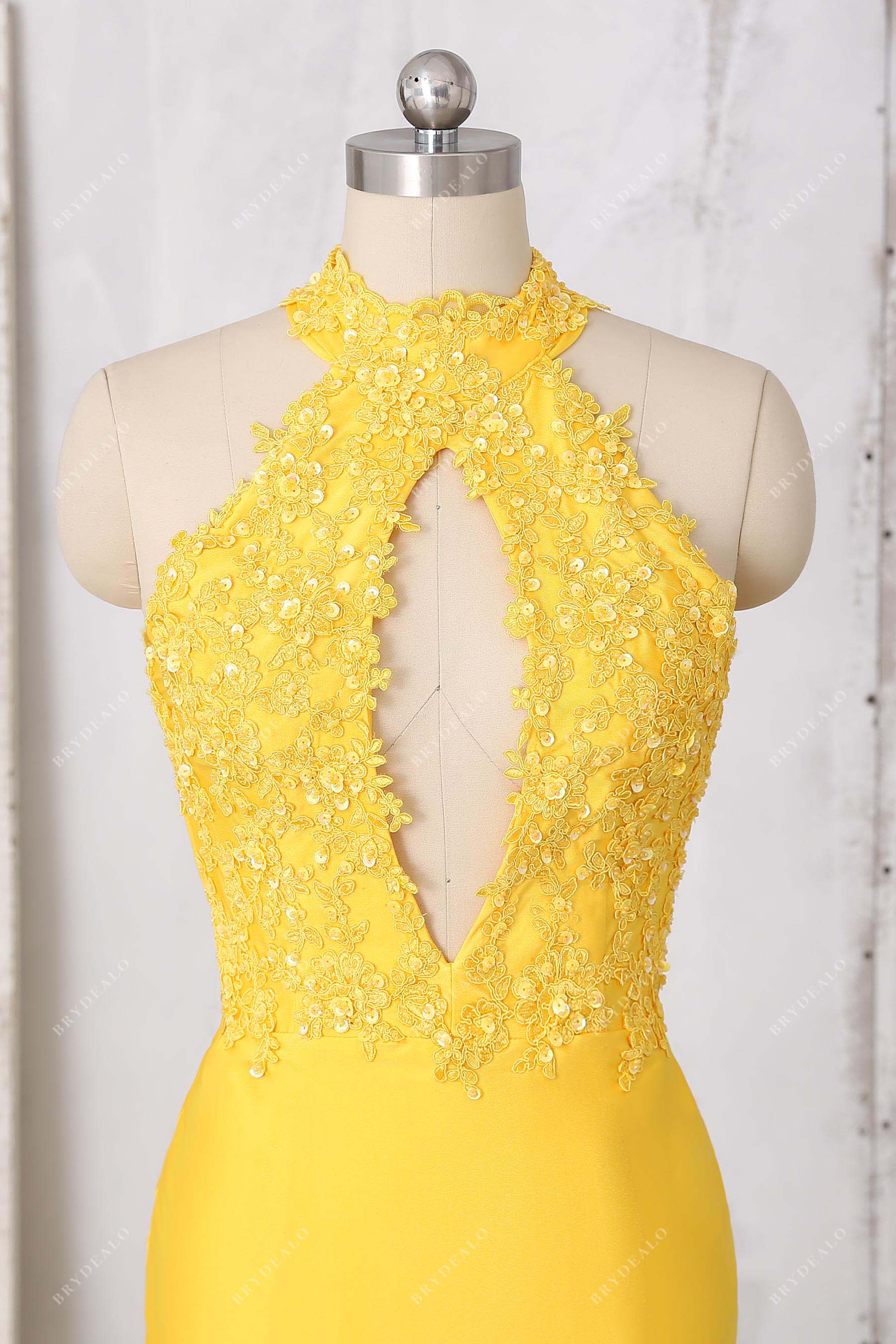 sexy keyhole halter gown
