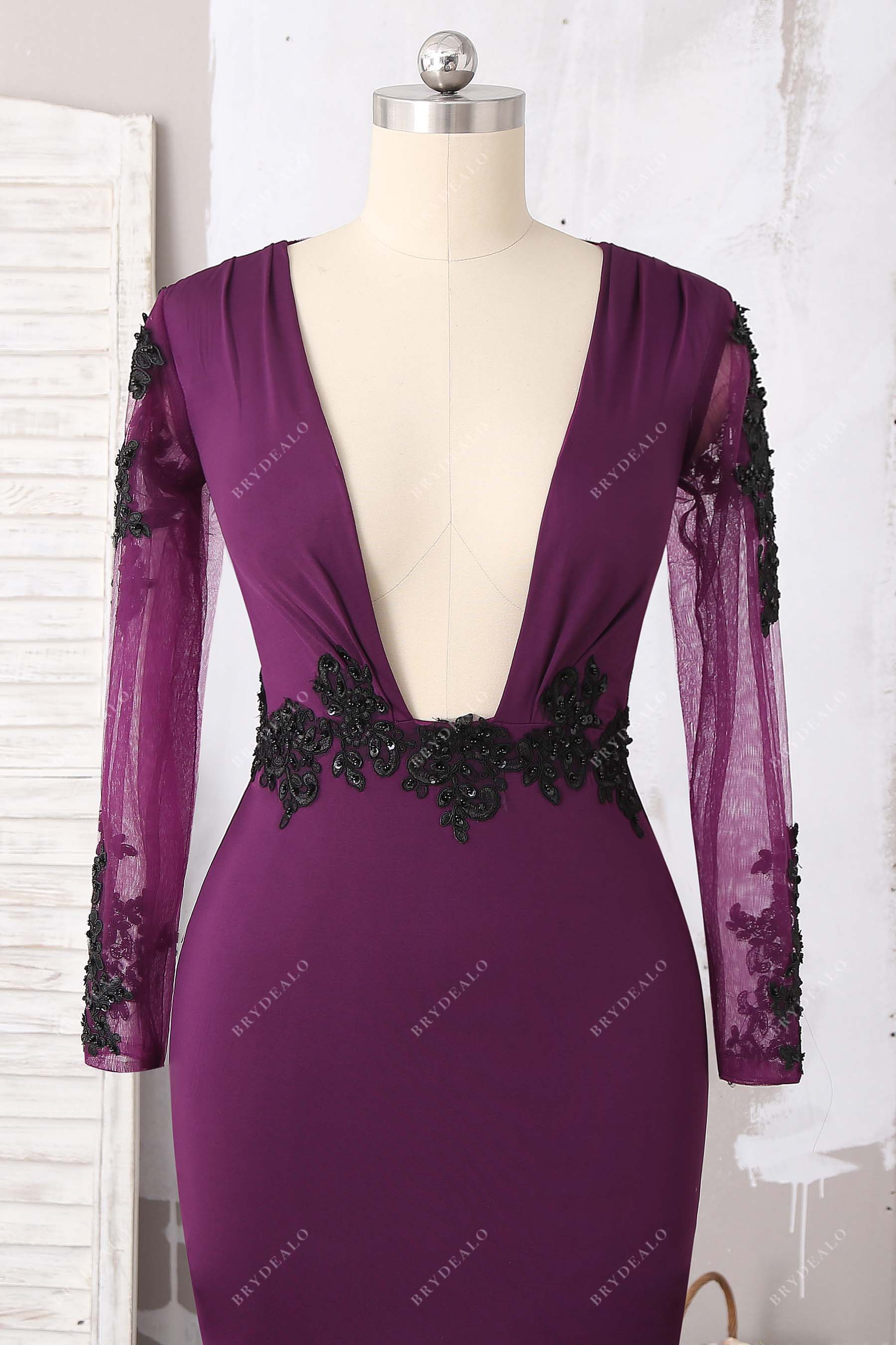 sexy plunging neck prom dress