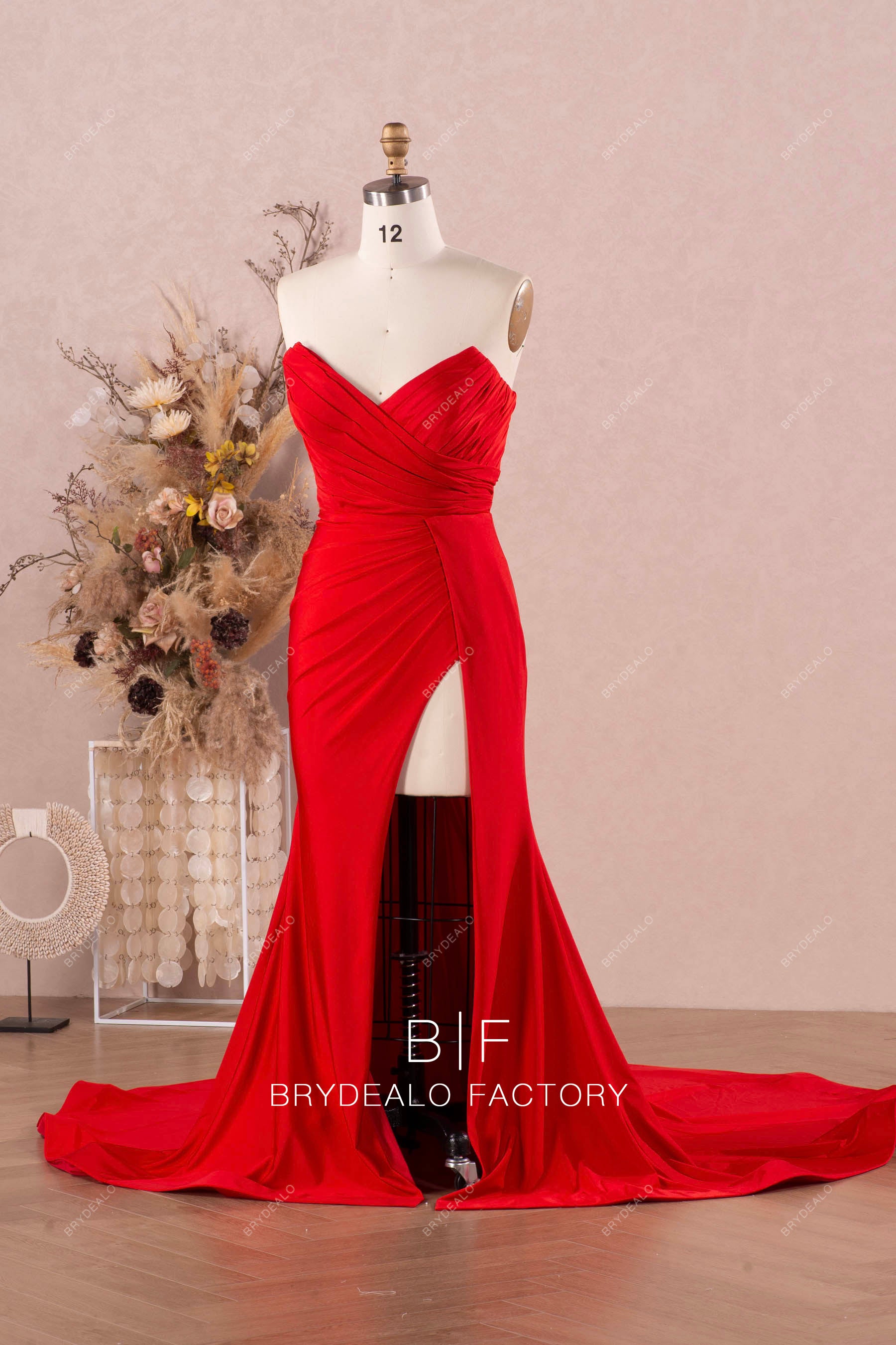 sexy slit mermaid jersey formal dress