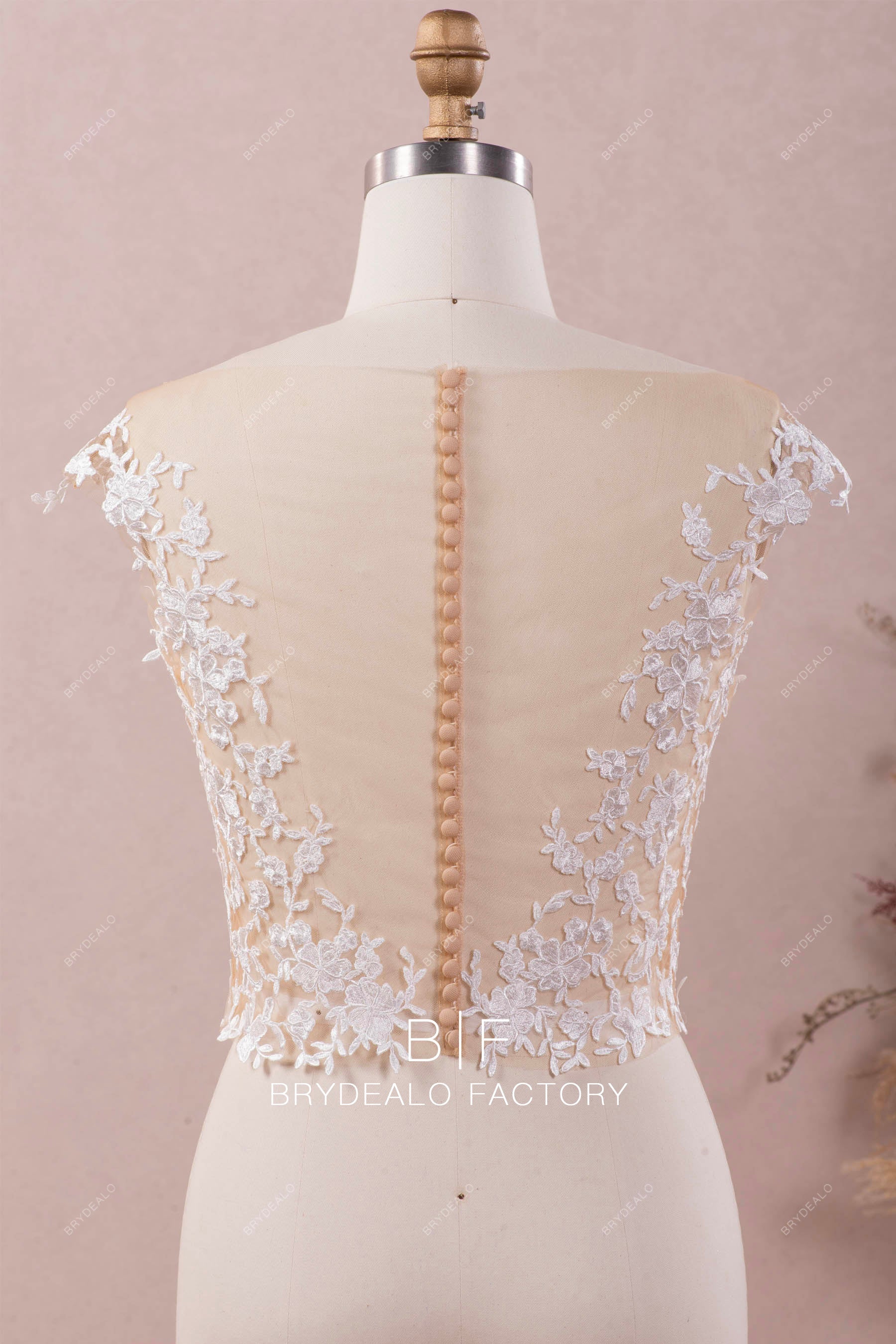 sheer buttoned back bridal bolero